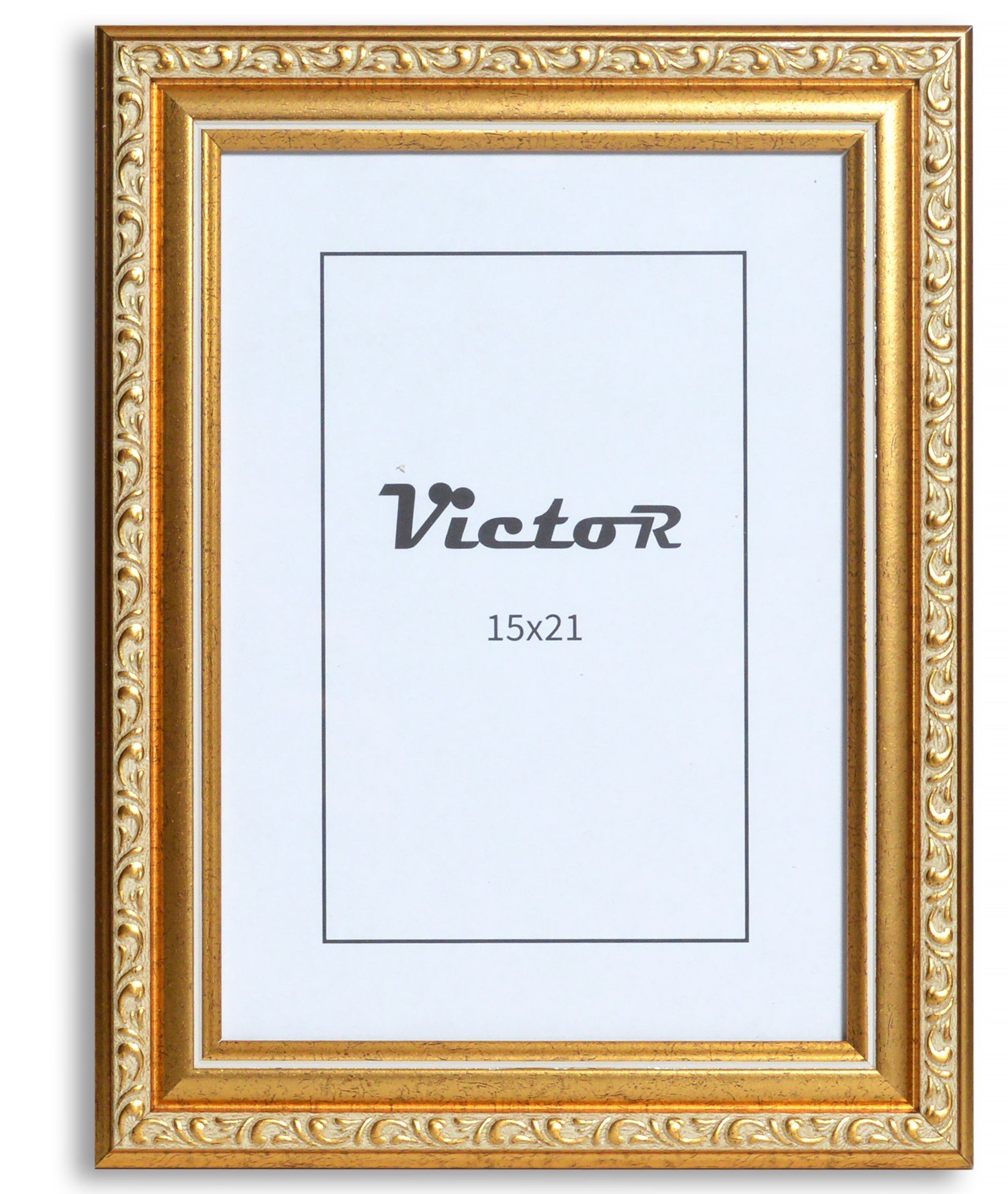 Victor (Zenith) Bilderrahmen Bilderrahmen \"Chagall\" - Farbe: Grün Gold - Größe: 15 x 21 cm, Antiker Bilderrahmen Grün Gold 15x21 cm A5, Bilderrahmen Barock