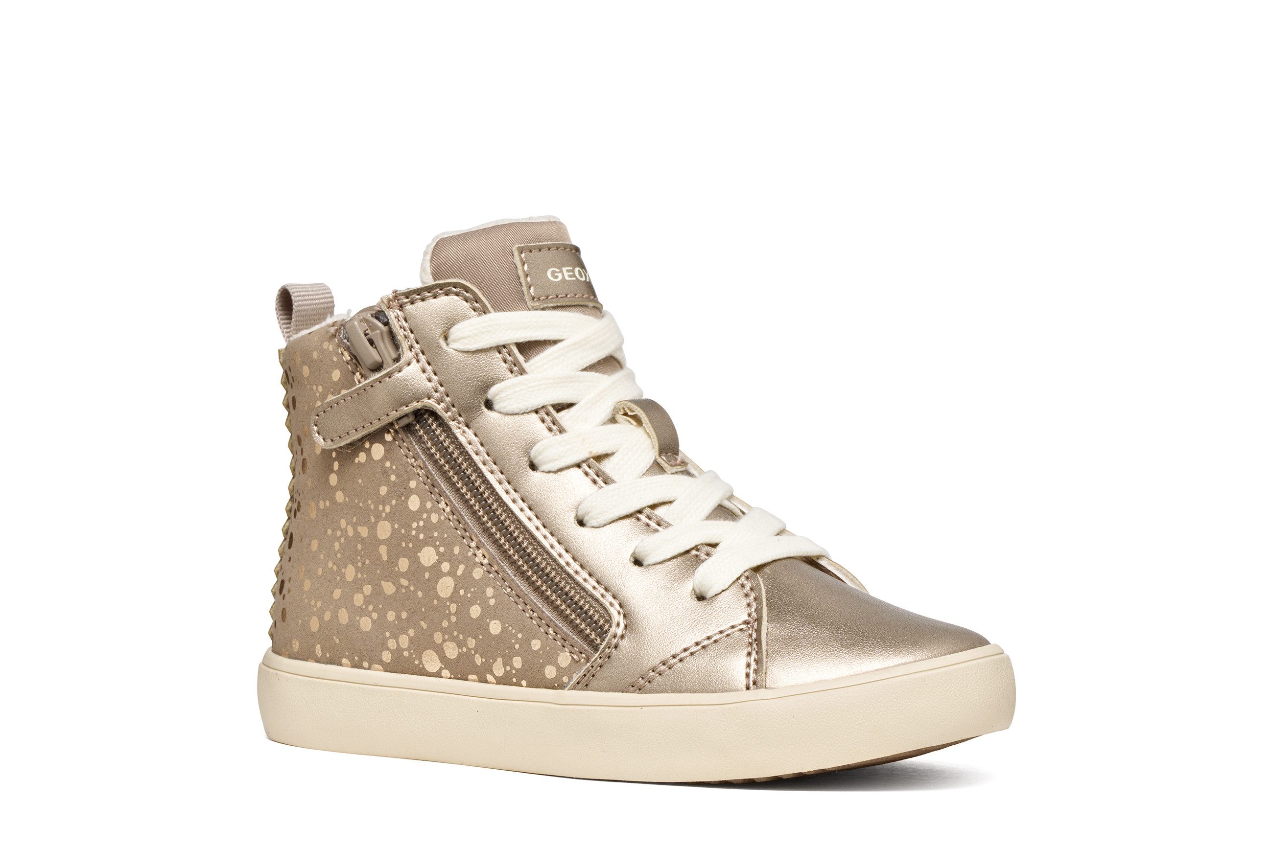 Geox J GISLI GIRL Sneaker Schnürboots in Metallicoptik, Warmfutter, Größenschablone zum Download