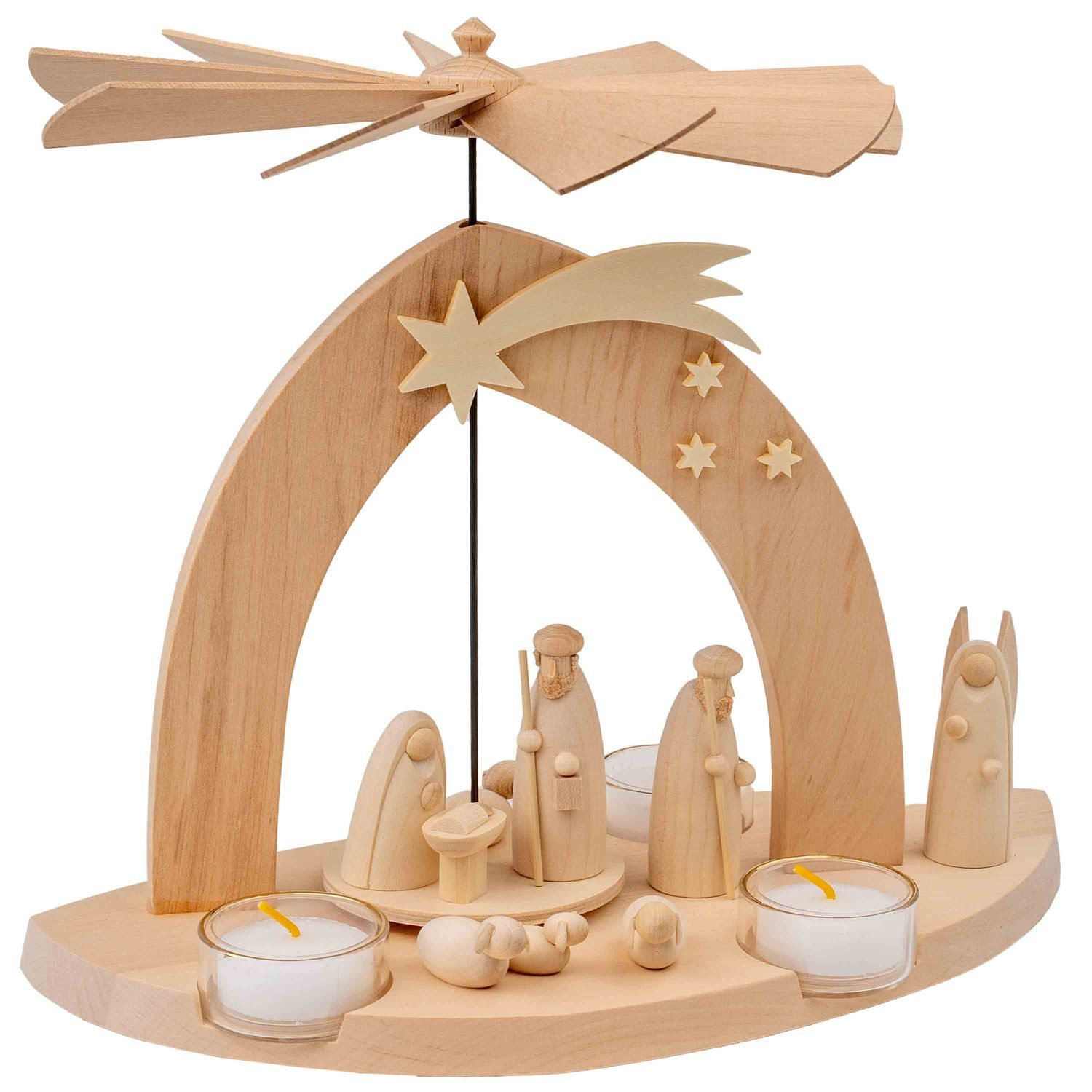 Emil A. Schalling KG Weihnachtspyramide Moderne Natur Pyramide Christi Geburt mit Hirte und Engel