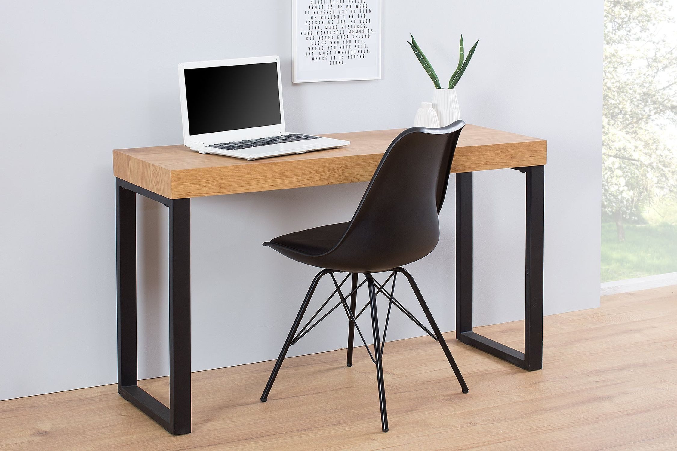 Licht-Erlebnisse Schreibtisch LAGOS, aus MDF Eisen in Natur Schwarz 120 x 75 x 40 cm (BxHxT)