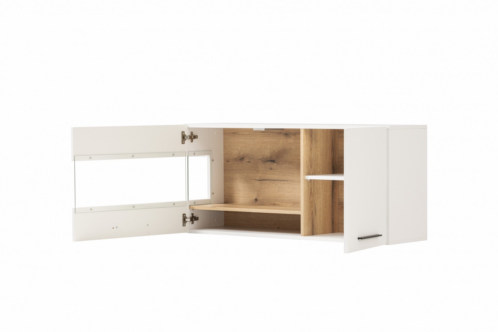 Beauty.Scouts Hängevitrine "Milano" in Weiß Matt & Eiche Evoke Dekor, 120 x 54 x 35 cm