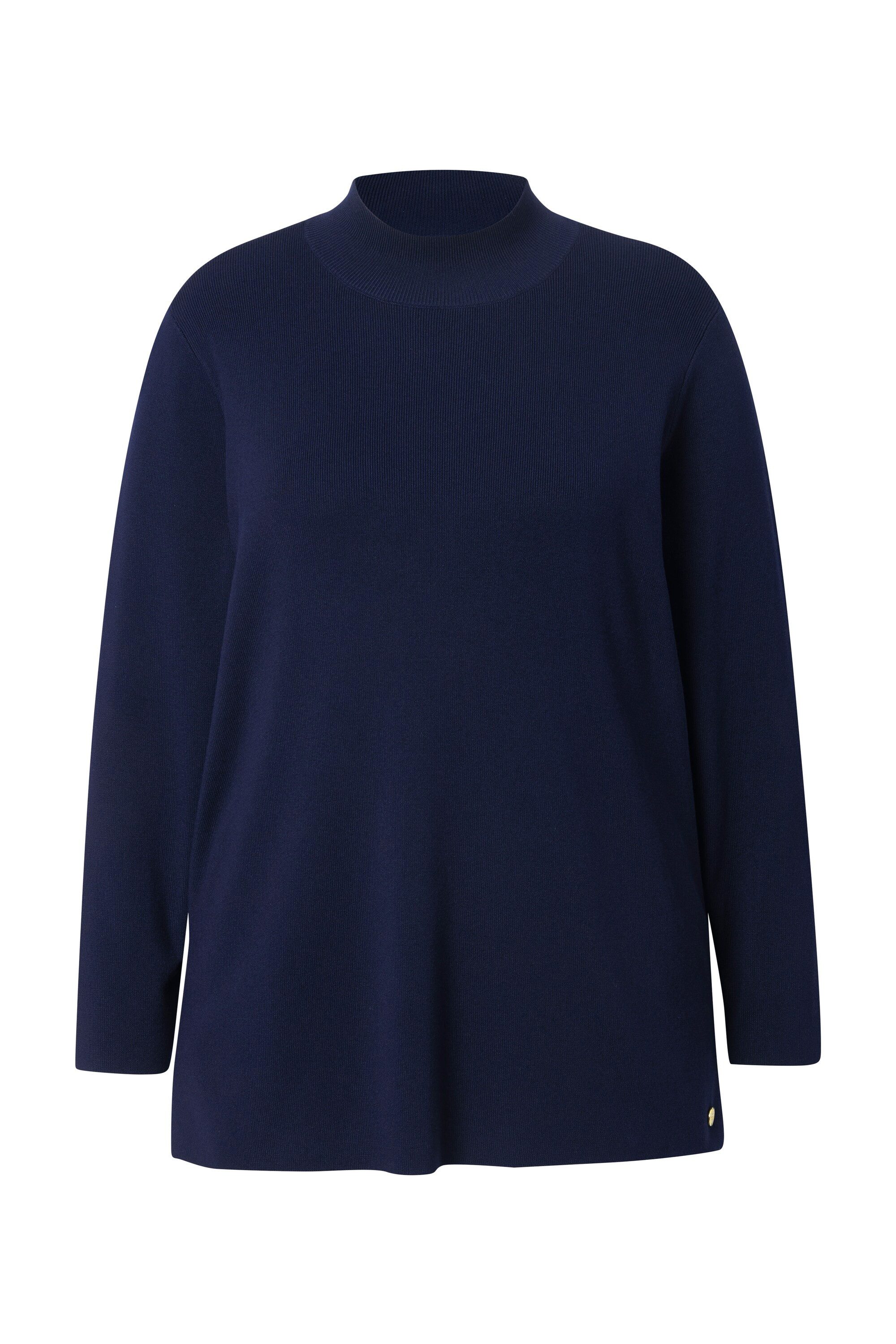 Ulla Popken Strickpullover Pullover Ripp-Stehkragen Langarm Feinstrick günstig online kaufen