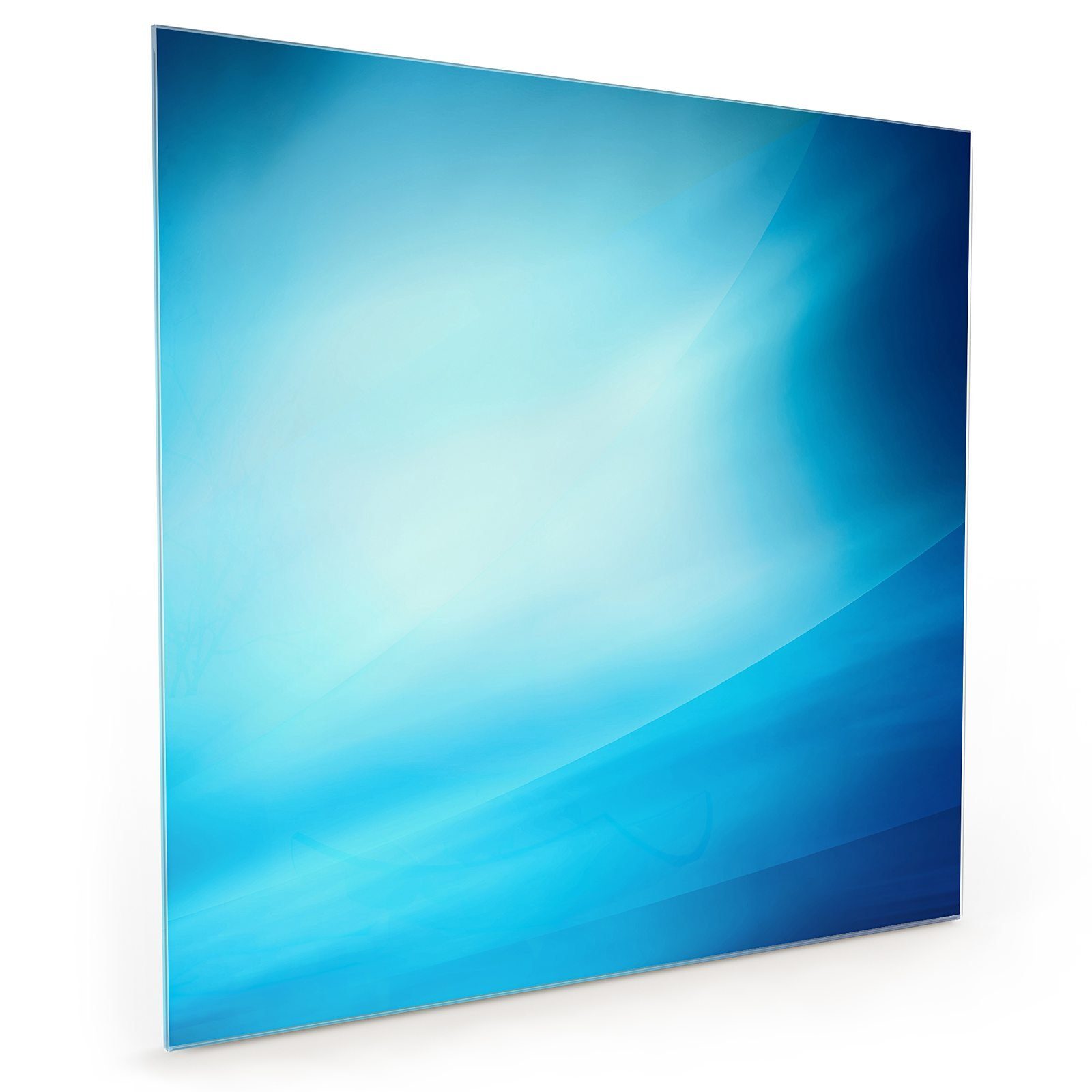 Primedeco Küchenrückwand Spritzschutz Glas Blaue glatte Welle