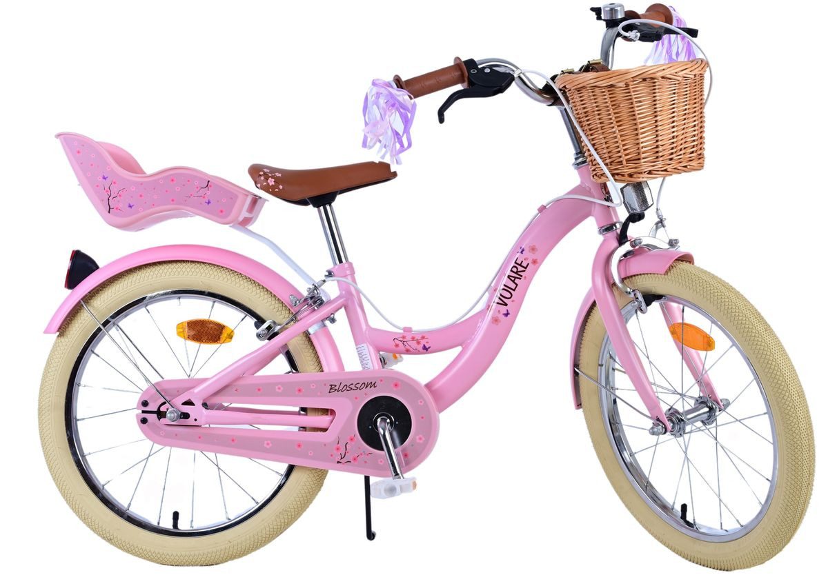 T&Y Trade Kinderfahrrad 18 Zoll Kinder Mädchen Fahrrad Mädchenfahrrad Rad Bike Blossom 31841, 1 Gang, Korb, Seitenständer, Puppensitz