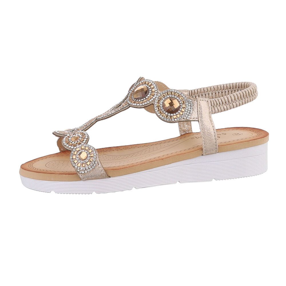 Ital-Design Damen Freizeit Riemchensandalette (86016831) Keilabsatz/Wedge Keilsandaletten in Gold