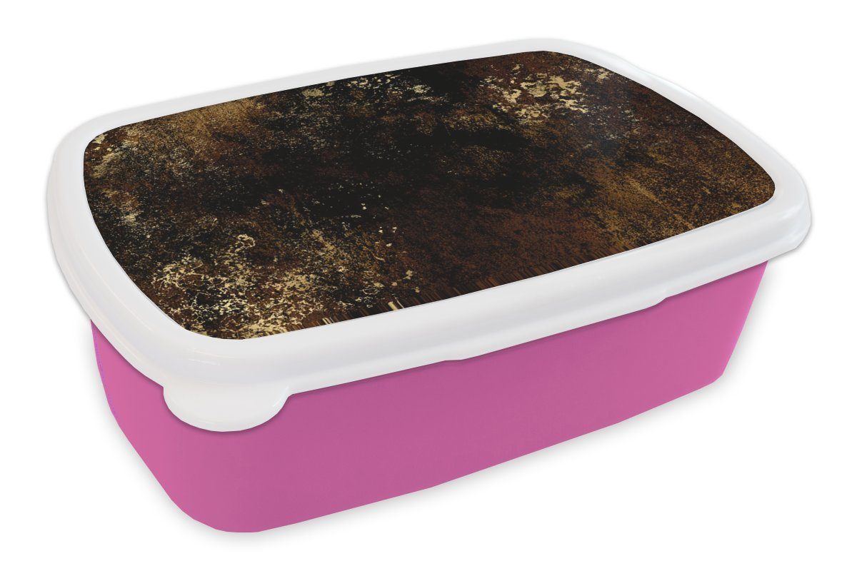 MuchoWow Lunchbox Snackbox, rosa - - Kunststoff - Gold Mädchen, Luxus, Brotbox Kinder, für Brotdose (2-tlg), Vintage Kunststoff, Erwachsene, Schwarz