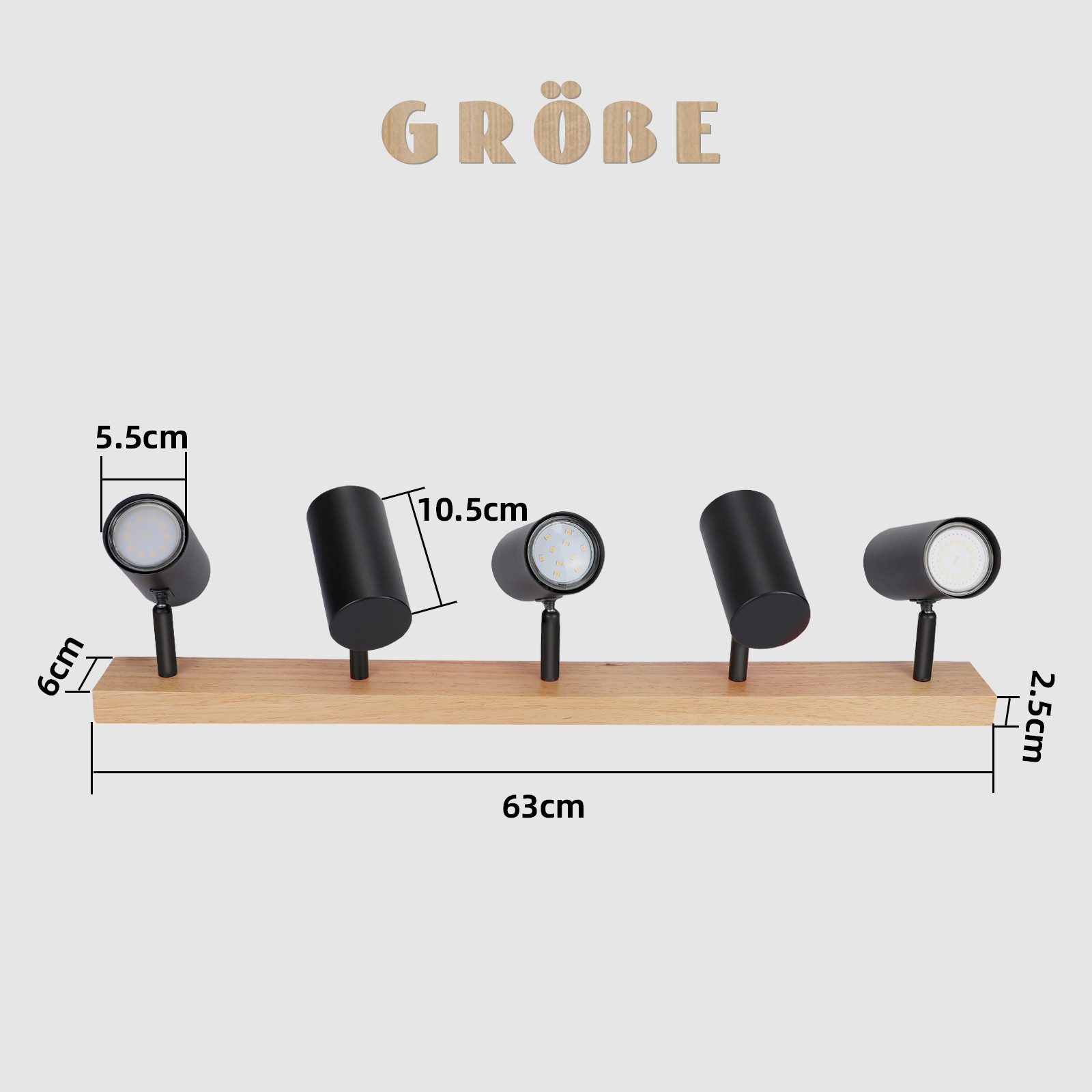ZMH Deckenstrahler 5 Flammig Holz Schwarz/Weiß günstig online kaufen