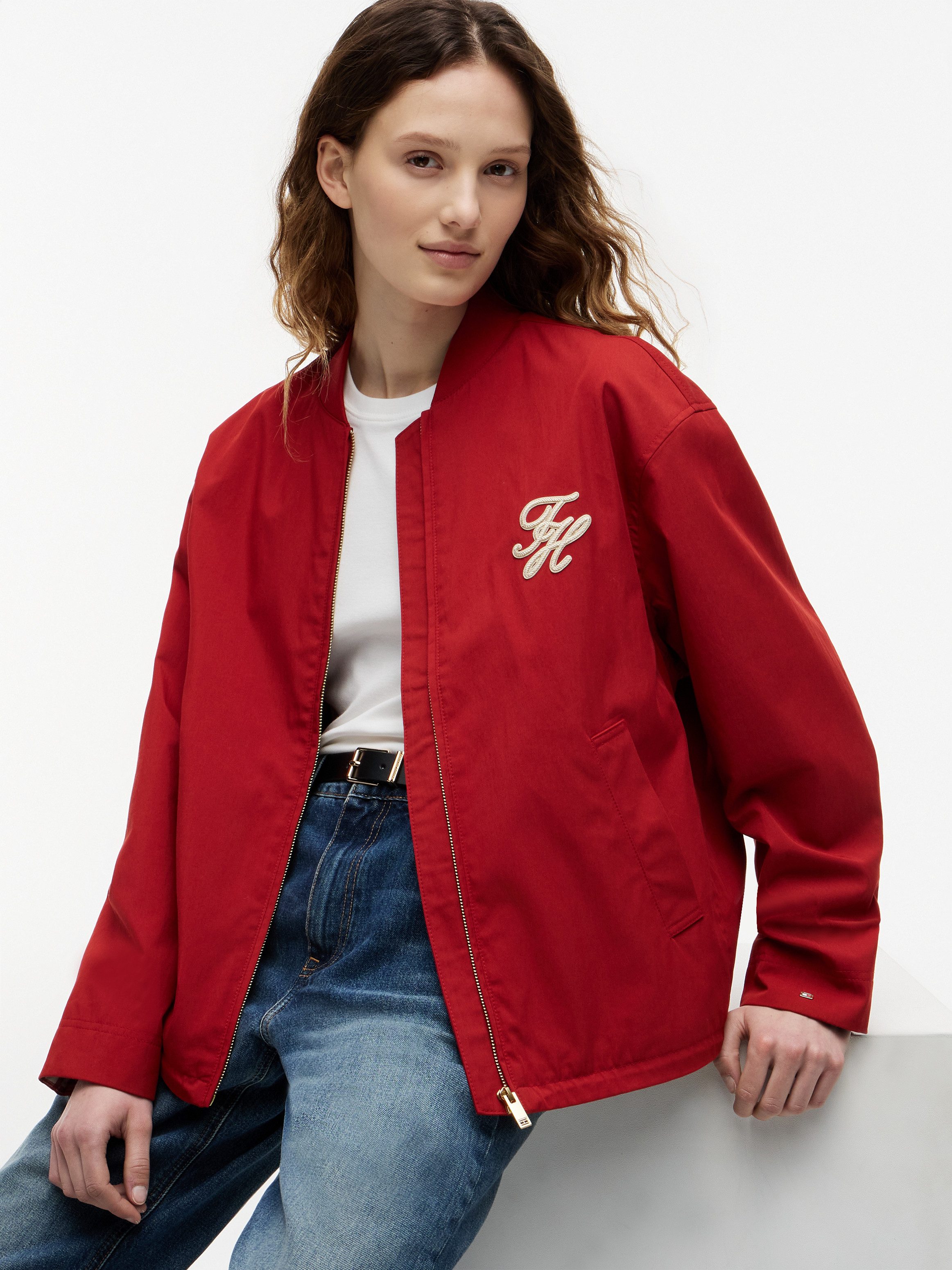Tommy Hilfiger Bomberjacke COTTON BOMBER Baumwollmischung, mit Logostickerei