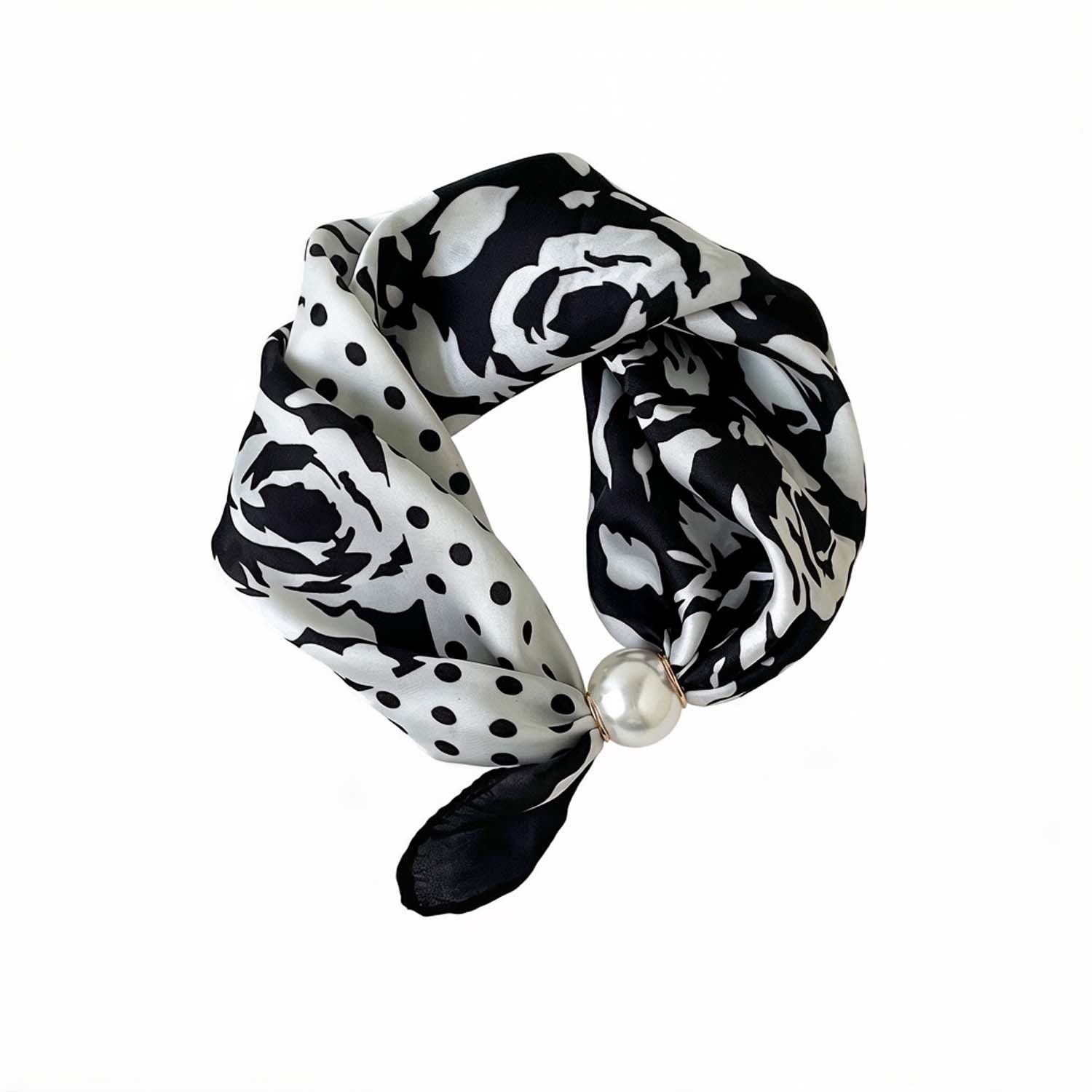 Bwecuy Modetuch Perlen Schal mit Magnetverschluss,Satin Seidenschal