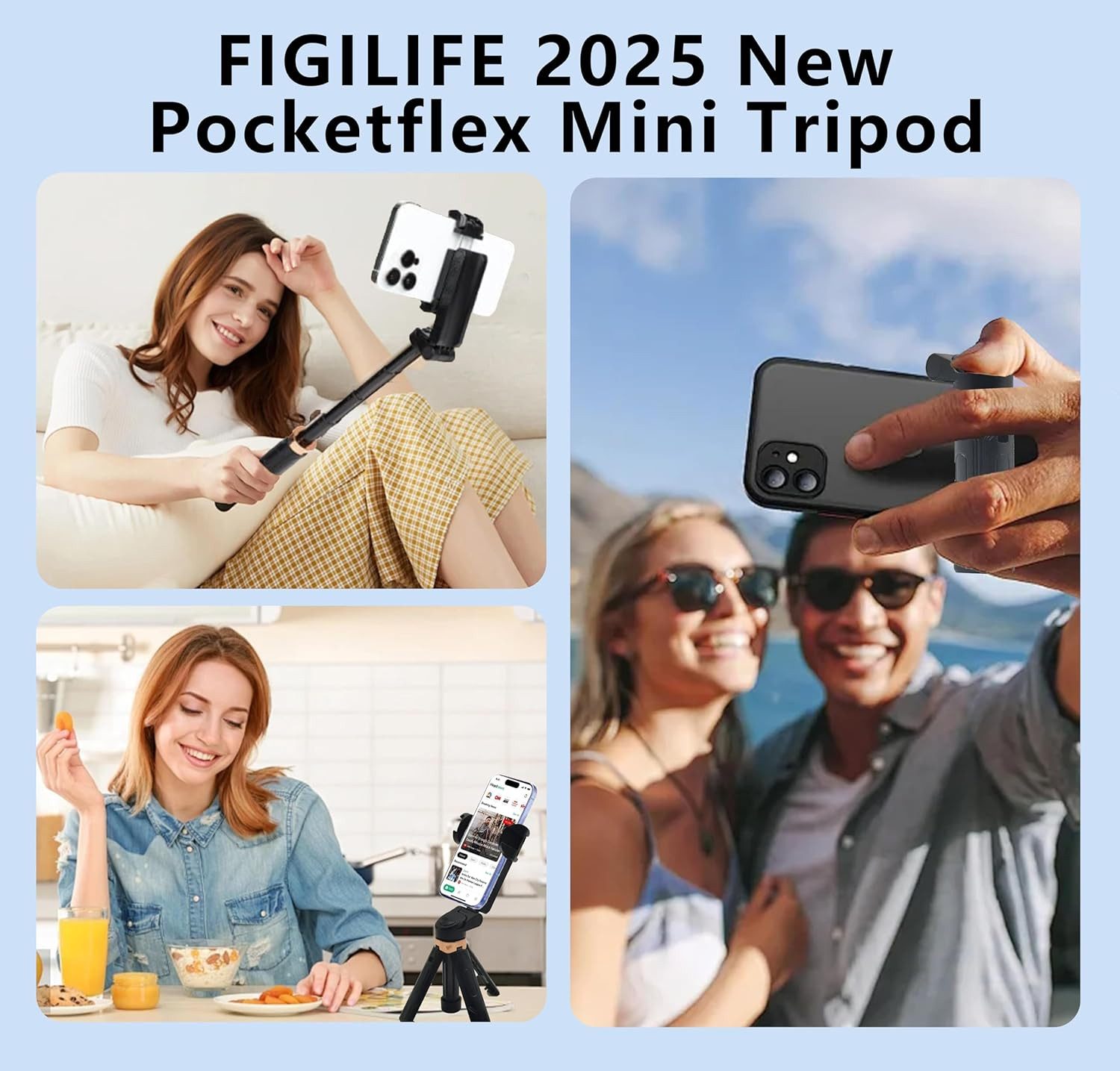 Forrlite 3 in 1 Bluetooth Selfie Stick mit Funkfernbedienung,360°Drehbar Selfiestick (1-tlg,für iPhone/Samsung/Android Smartphones)
