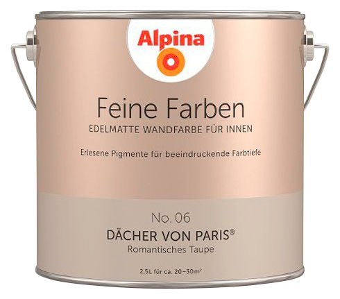 Alpina Wand- und Deckenfarbe Feine Farben No. 06 Dächer von Paris®, Romantisches Graubraun, edelmatt, 2,5 Liter Dächer von Paris No. 06