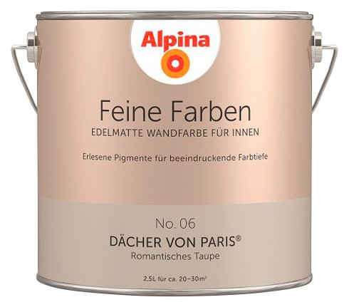 Alpina Wand- und Deckenfarbe Feine Farben No. 06 Dächer von Paris®, Romantisches Graubraun, edelmatt, 2,5 Liter