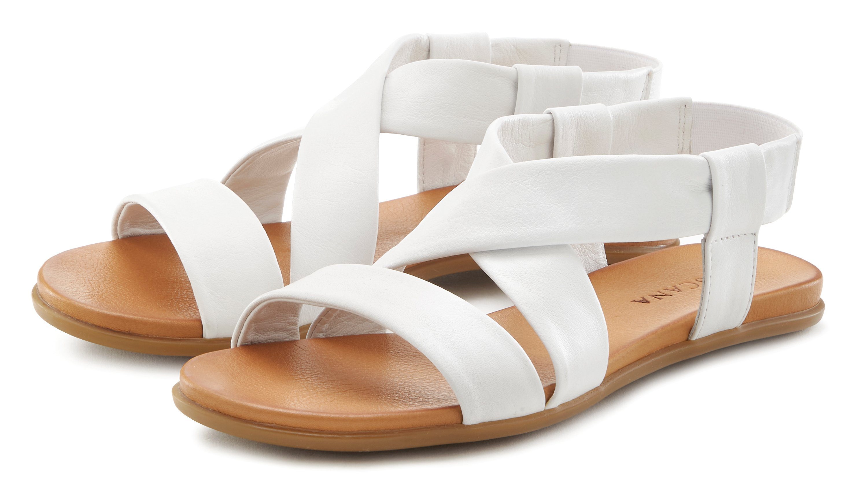 LASCANA Sandale aus Leder mit raffinierten Riemchen, Sandalette, Sommerschuh