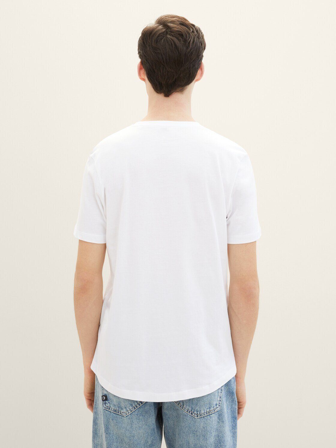 TOM TAILOR White Bio-Baumwolle Denim T-Shirt mit T-Shirt