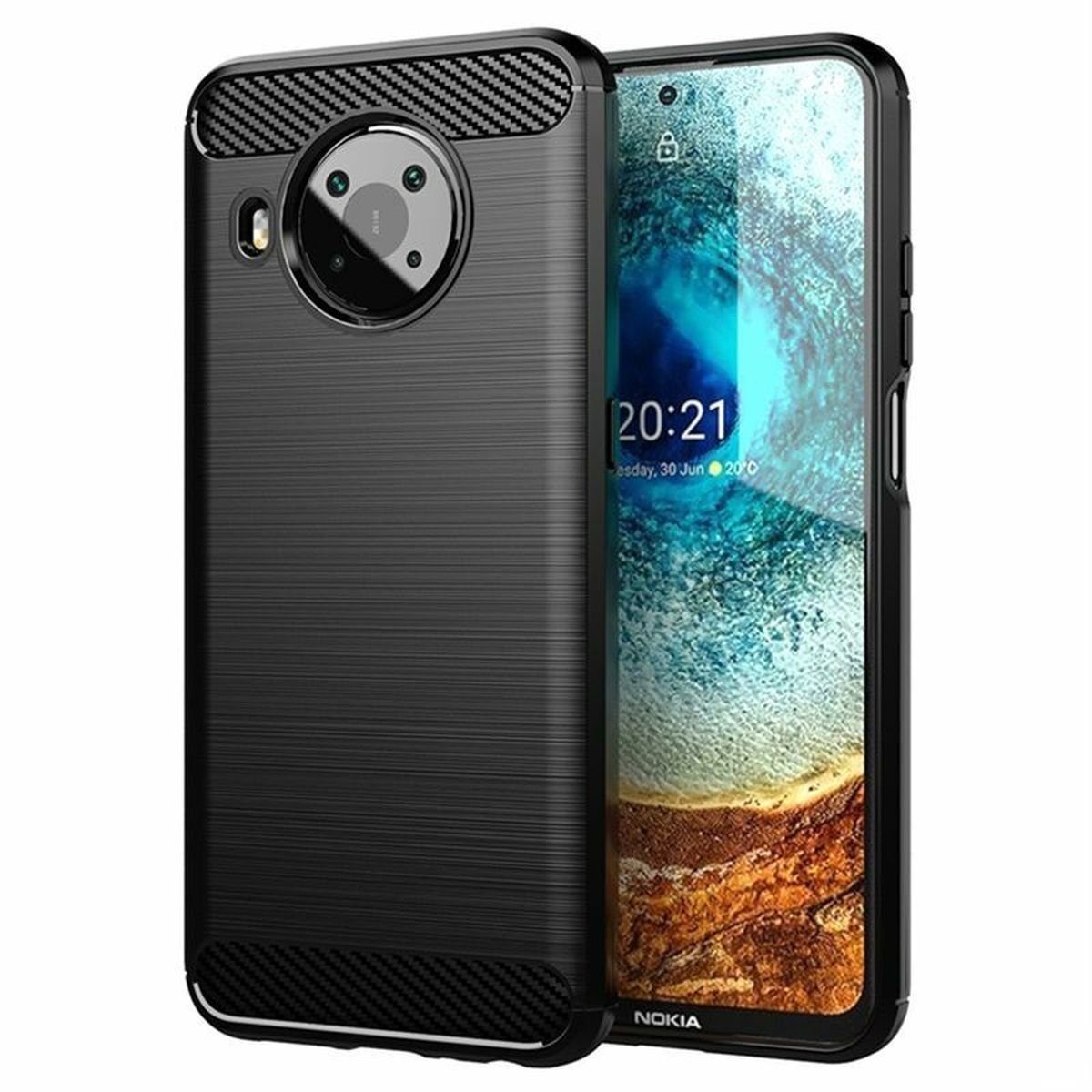 CoverKingz Handyhülle Hülle für Nokia G10/G20 Handyhülle Case Silikon Cover Bumper, Handyhülle Bumper Silikoncover Softcase Carbonfarben