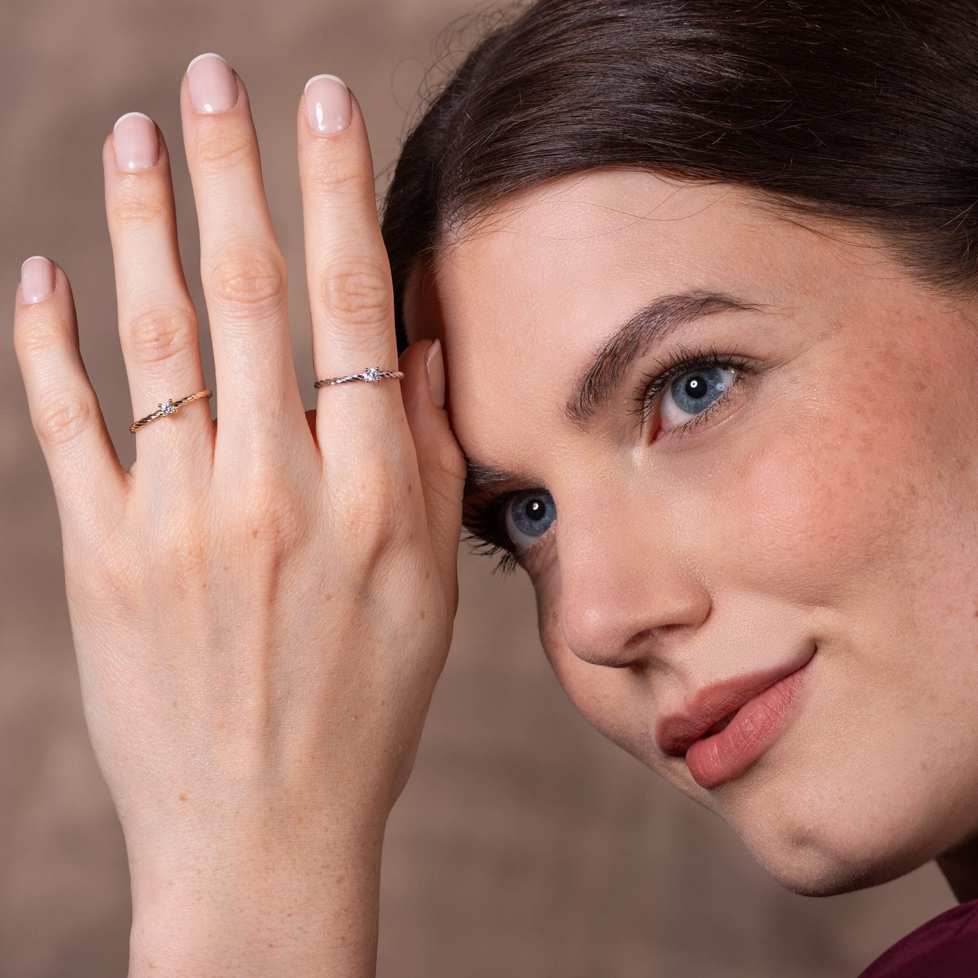 LYOMI Fingerring 585/- Weißgold 1 synth. Diam. 0,07ct.