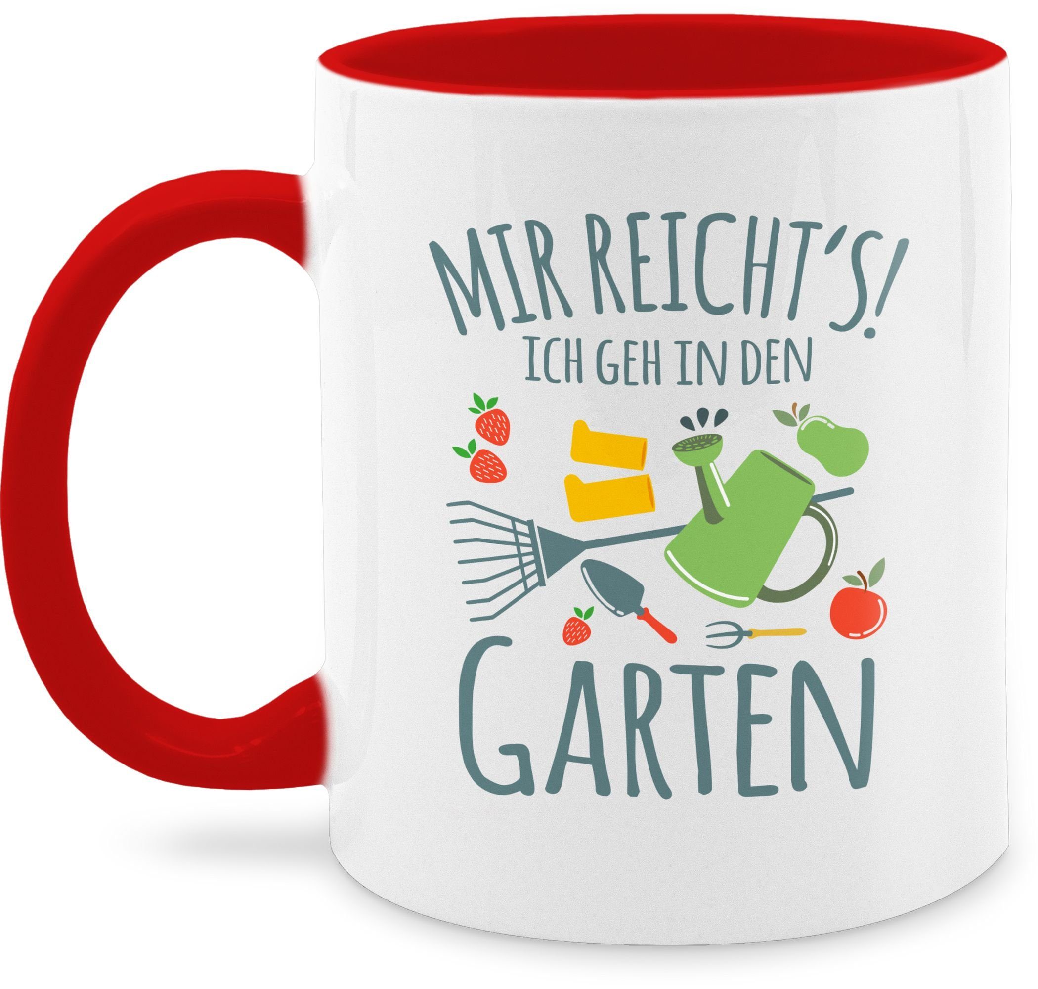 ich Keramik, Rot Shirtracer Tasse Geschenk den reicht's Kaffeetasse Mir 2 Garten, geh in Hobby