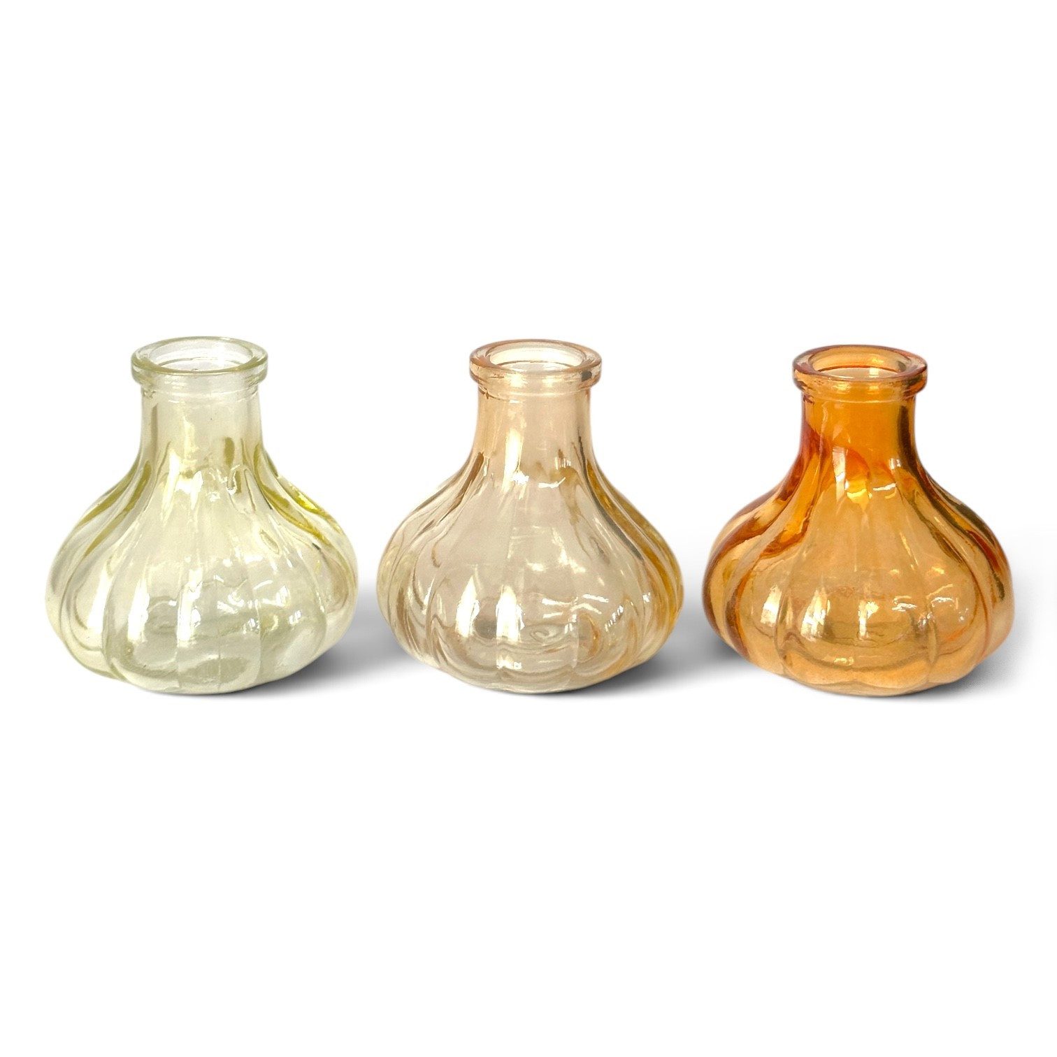 Sandra Rich Dekovase Glasvase 3er Set "BOTTLE STRIPES" Ø 7 x 7cm, Glasfalsche