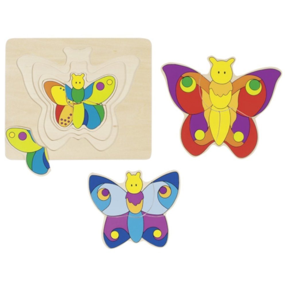 Gollnest & Kiesel goki Puzzleteile, Holzpuzzle verschiedene 11 Schmetterling 11tlg. 4 57899, Holzspielzeug Schmetterlinge Schichtenpuzzle Puzzle