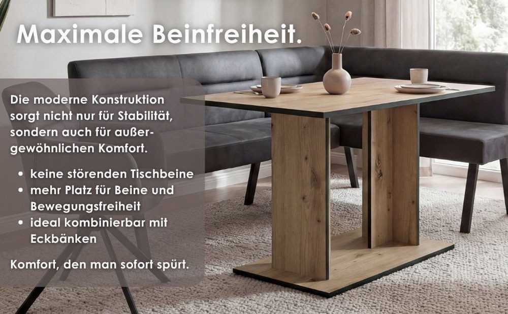 byLIVING Säulen-Esstisch TOM, Artisan Eiche (Eiche-Optik), 100 kg, 4 Sitzplätze, Säule: 25 x 56,6 cm