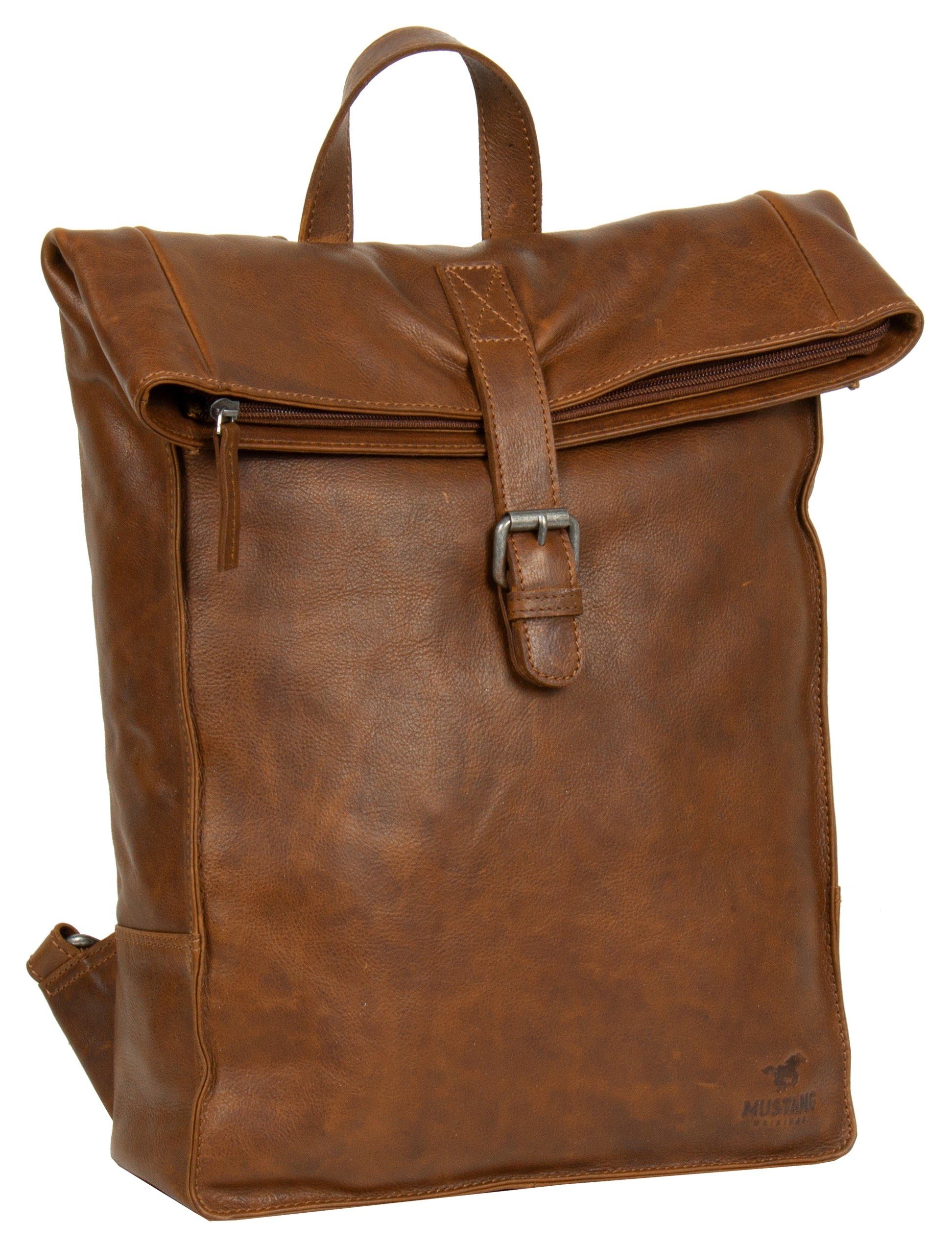 MUSTANG Cityrucksack Memphis backpack flap, aus hochwertigem Leder,  Reißverschluss-Hauptfach mit Schnalle
