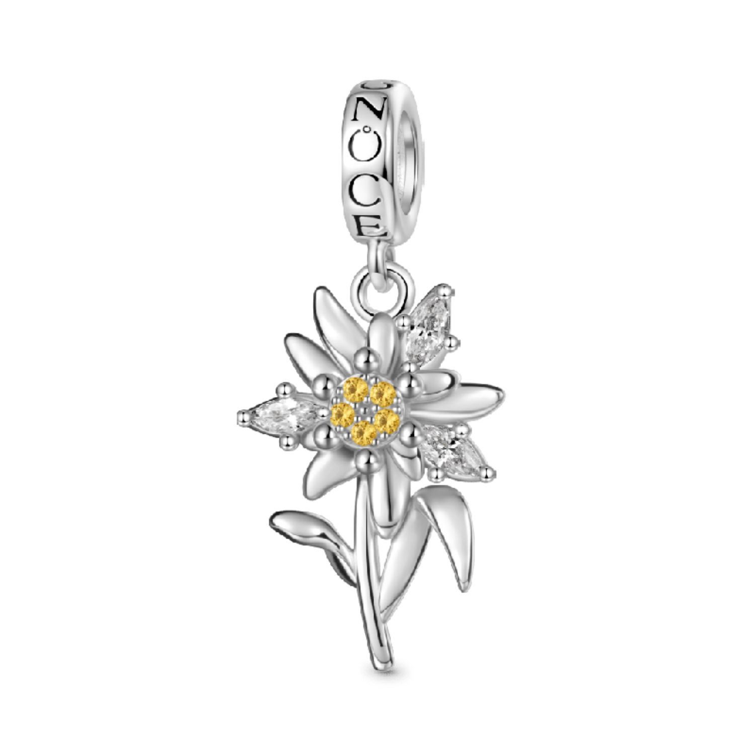 Bead Gnoce Charm Blume JFC014 Silber