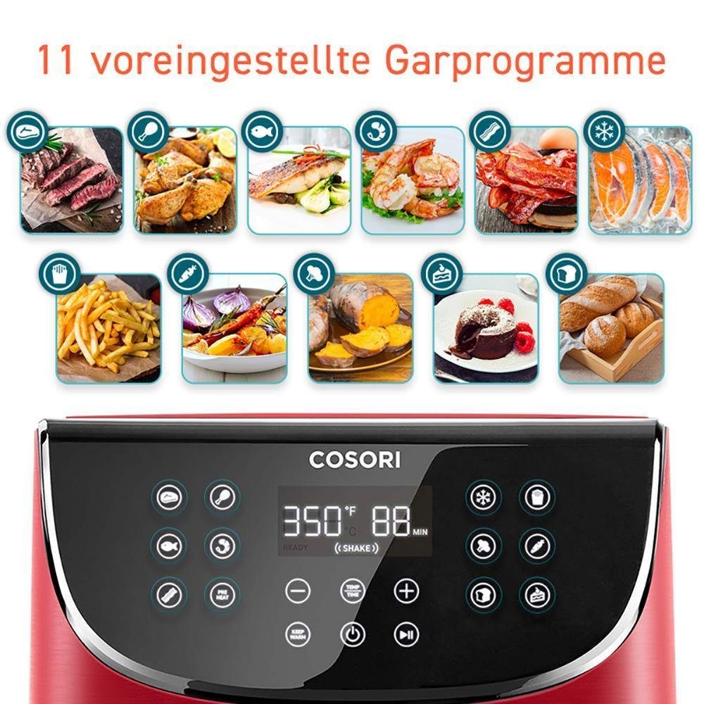 Cosori Heißluftfritteuse 5.5L Heißluftfritteusen-Set, XXL rot - 1700 W Premium