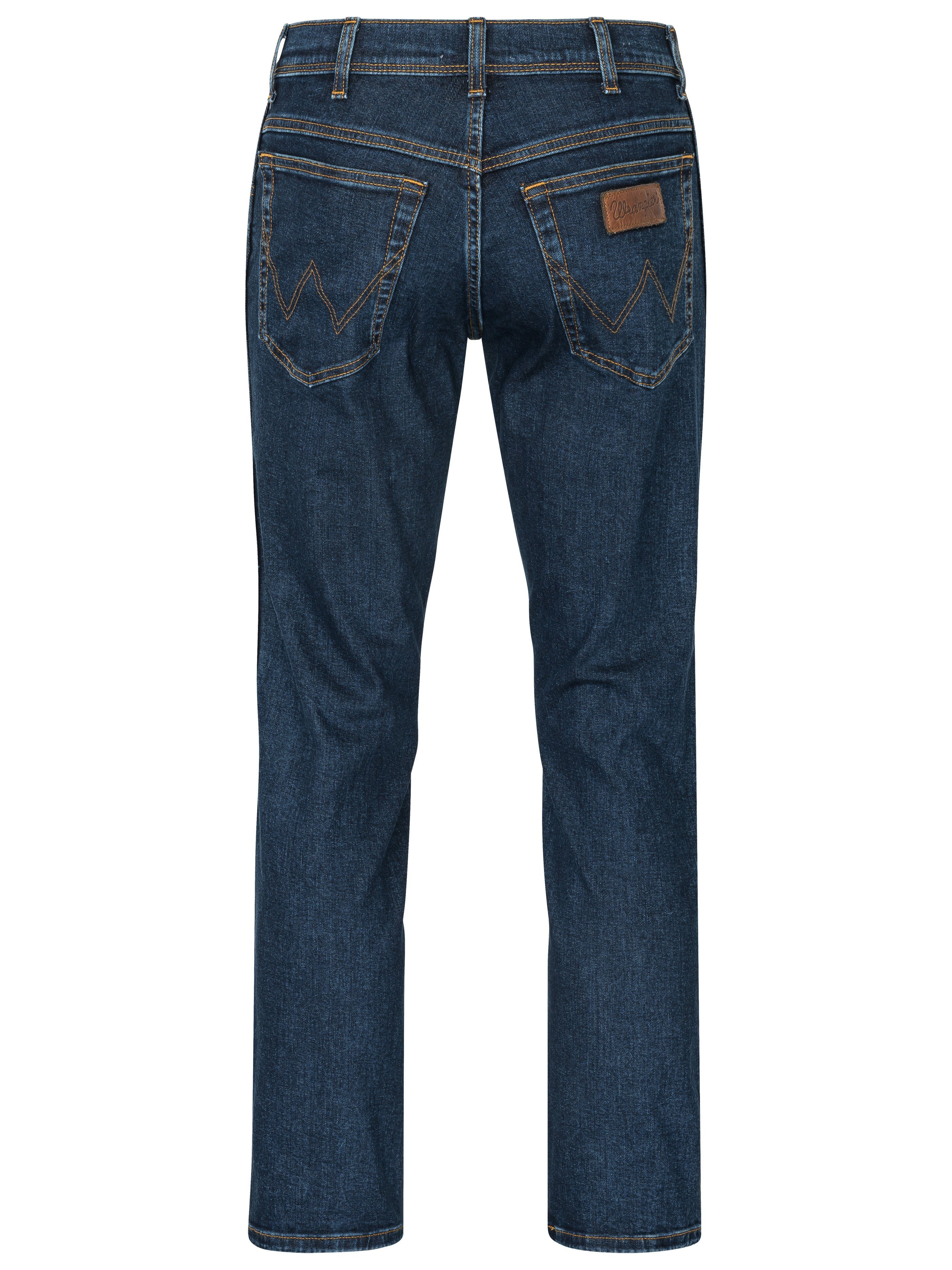Stretch schwarzer Jeans Gürtel Authentic Wrangler Darkstone Straight mit Straight-Jeans Gürtel Herrenjeans Texas +