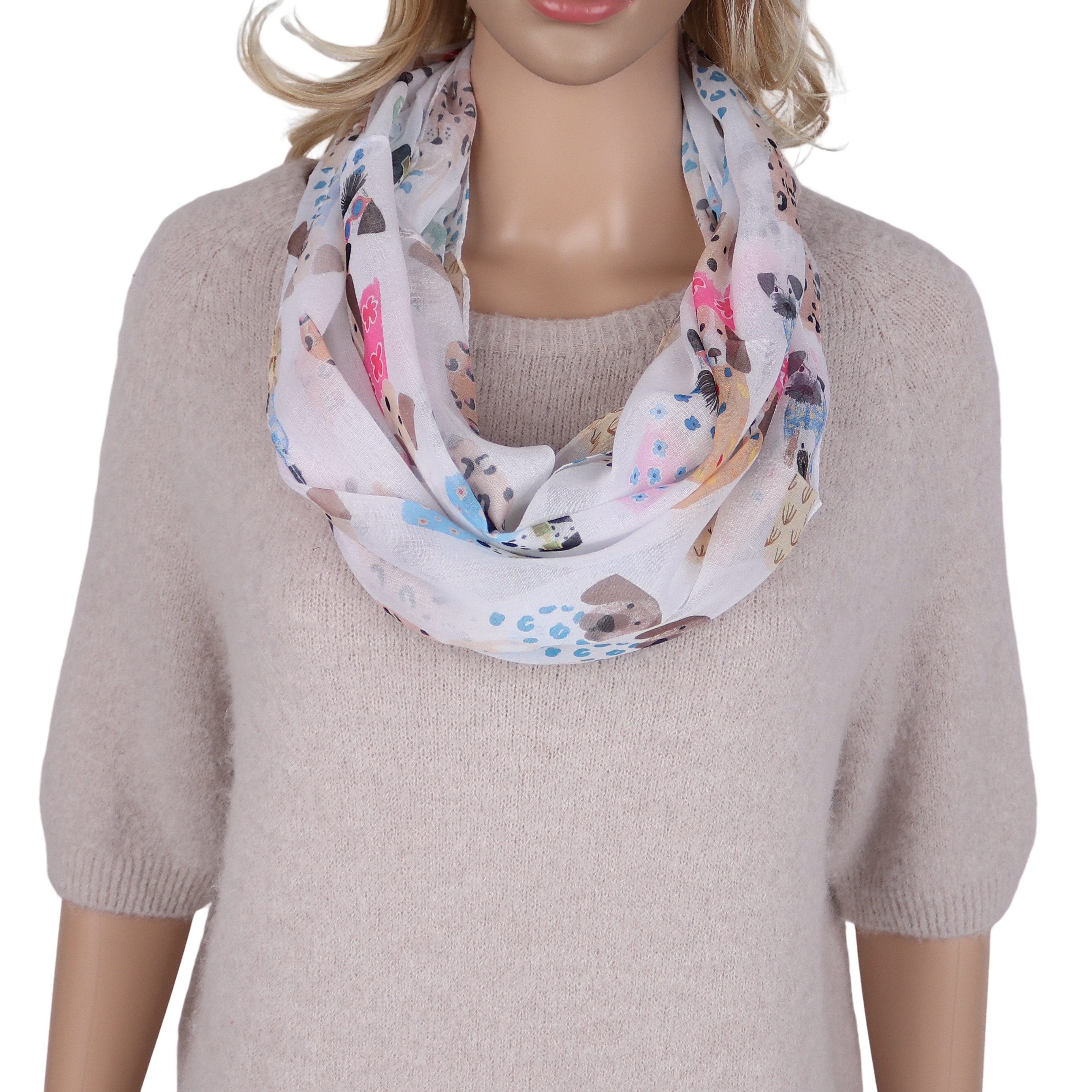 MIRROSI Loop Damen Schal mit Tollem Muster Weich aus 100% Viskose, Schlauchschal, (ca.160x48cm, zweimal um den Hals wickelbar), Damen Halstuch Stola ideal für Frühling,Sommer, Herbst