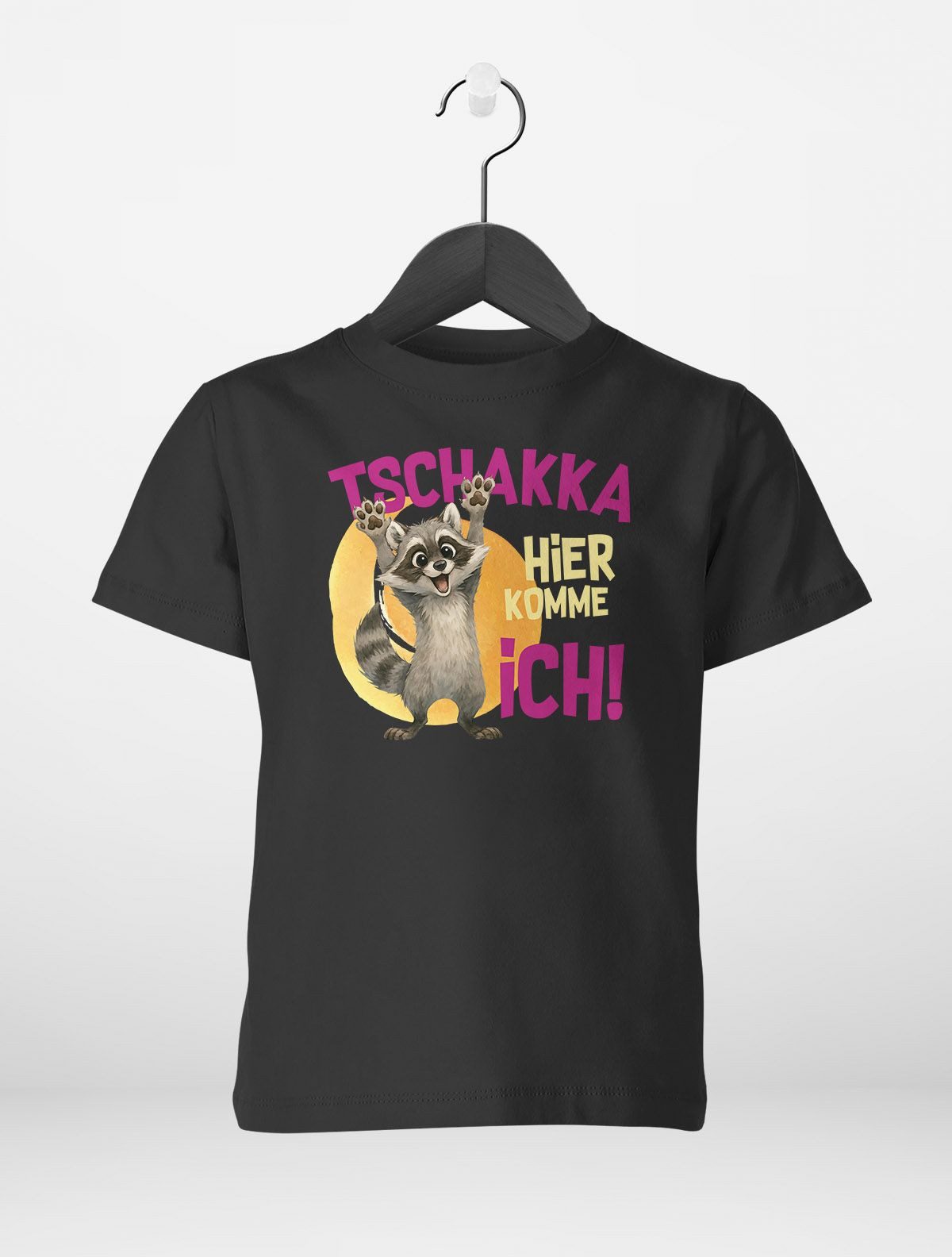 MoonWorks Print-Shirt Kinder T-Shirt Mädchen Waschbär Lustiges Tschakka Comic Tiermotiv