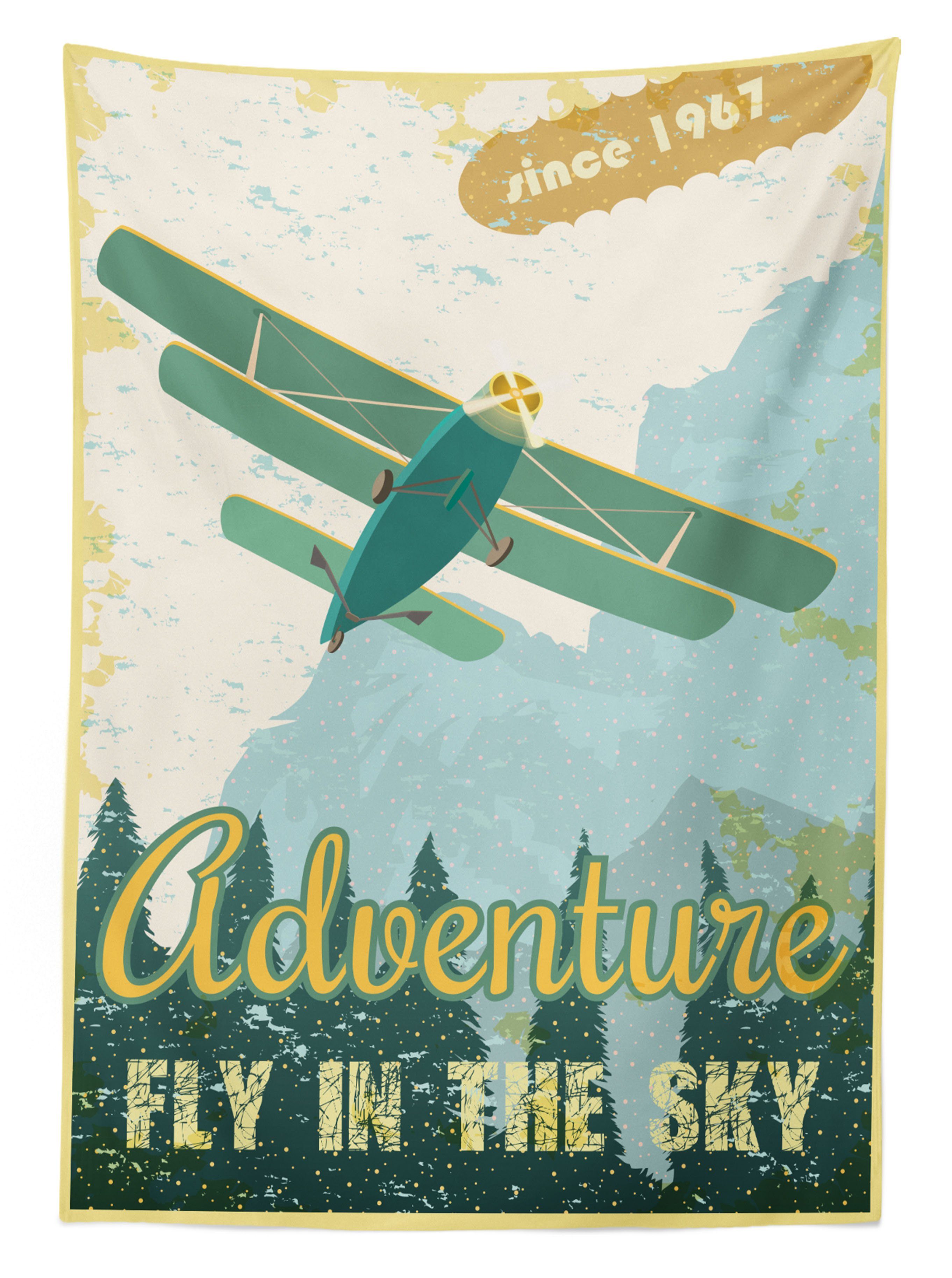 Jahrgang Bereich Für Sky geeignet Außen Abakuhaus Farben, in Abenteuer Farbfest Tischdecke Klare Waschbar Flugzeug den