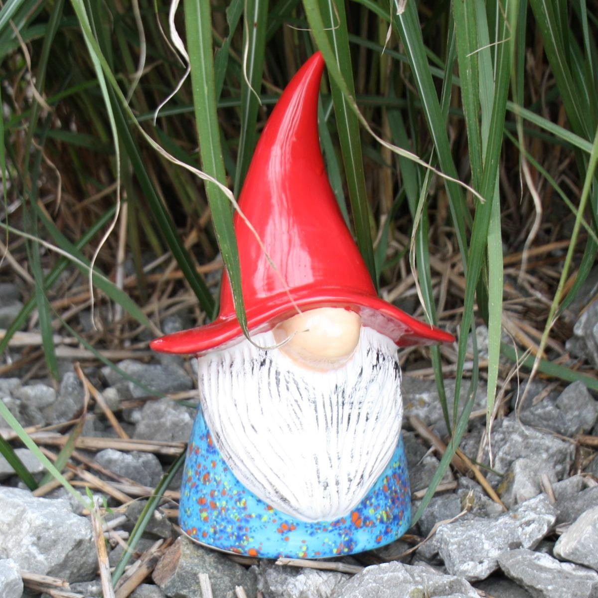 Tangoo Gartenfigur Tangoo Keramik-Wichtel mittelblau gesprenkelt, (Stück)