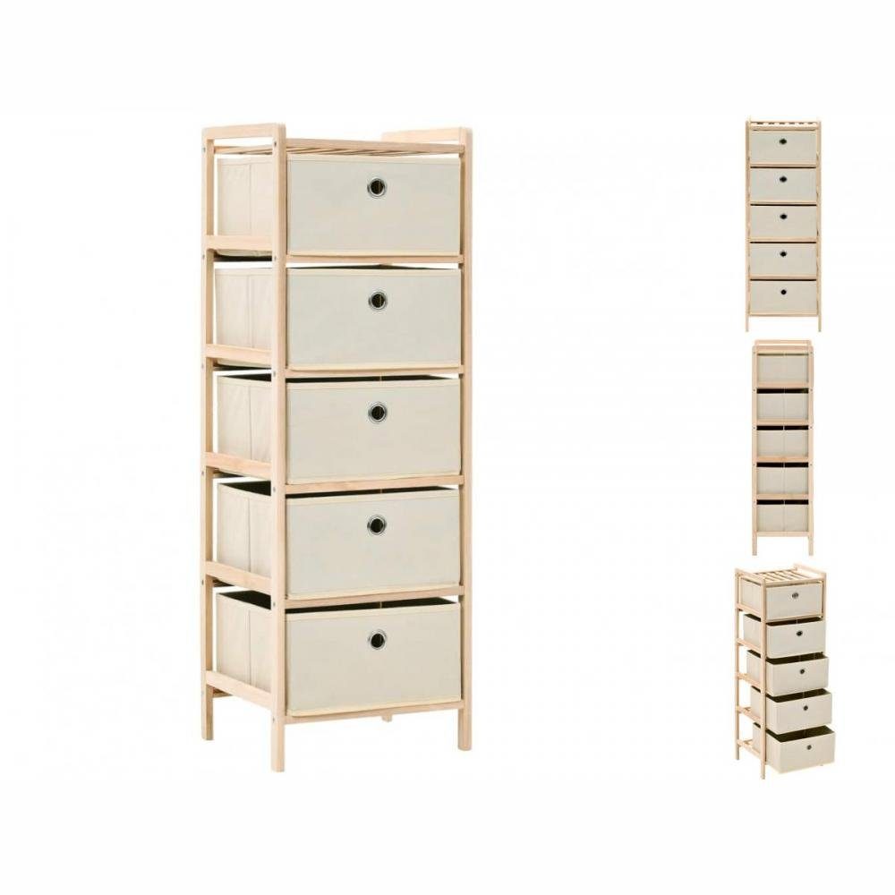 vidaXL Kleiderschrank Korb-Kommode mit 5 Stoffkörben Zedernholz Beige