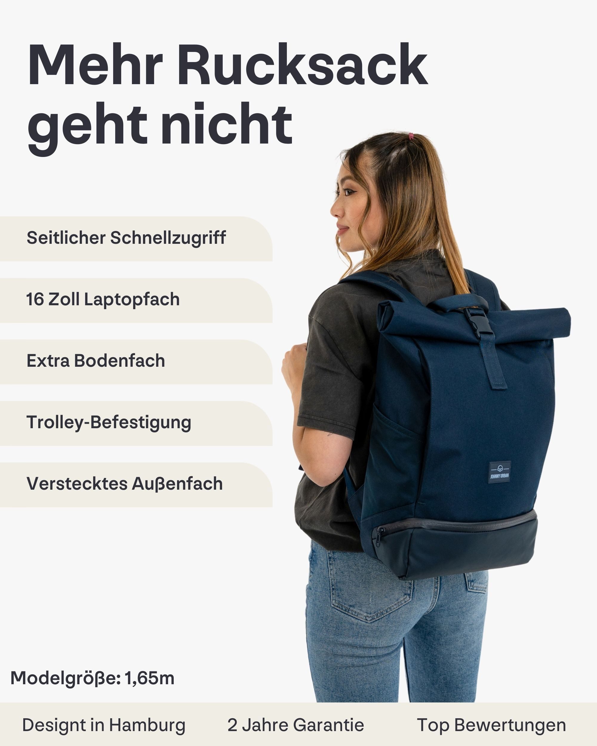 Johnny Urban Cityrucksack Allen Medium Rolltop mit Laptopfach (1-tlg), Wass günstig online kaufen