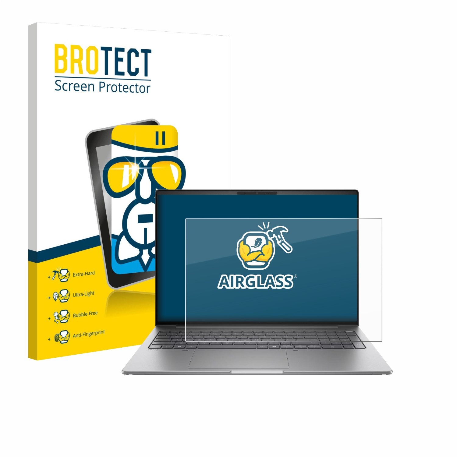 BROTECT Displayschutzglas Folie für HP ZBook 8 G1i 16", Schutzfolie Glas Panzer Display Schutz klar