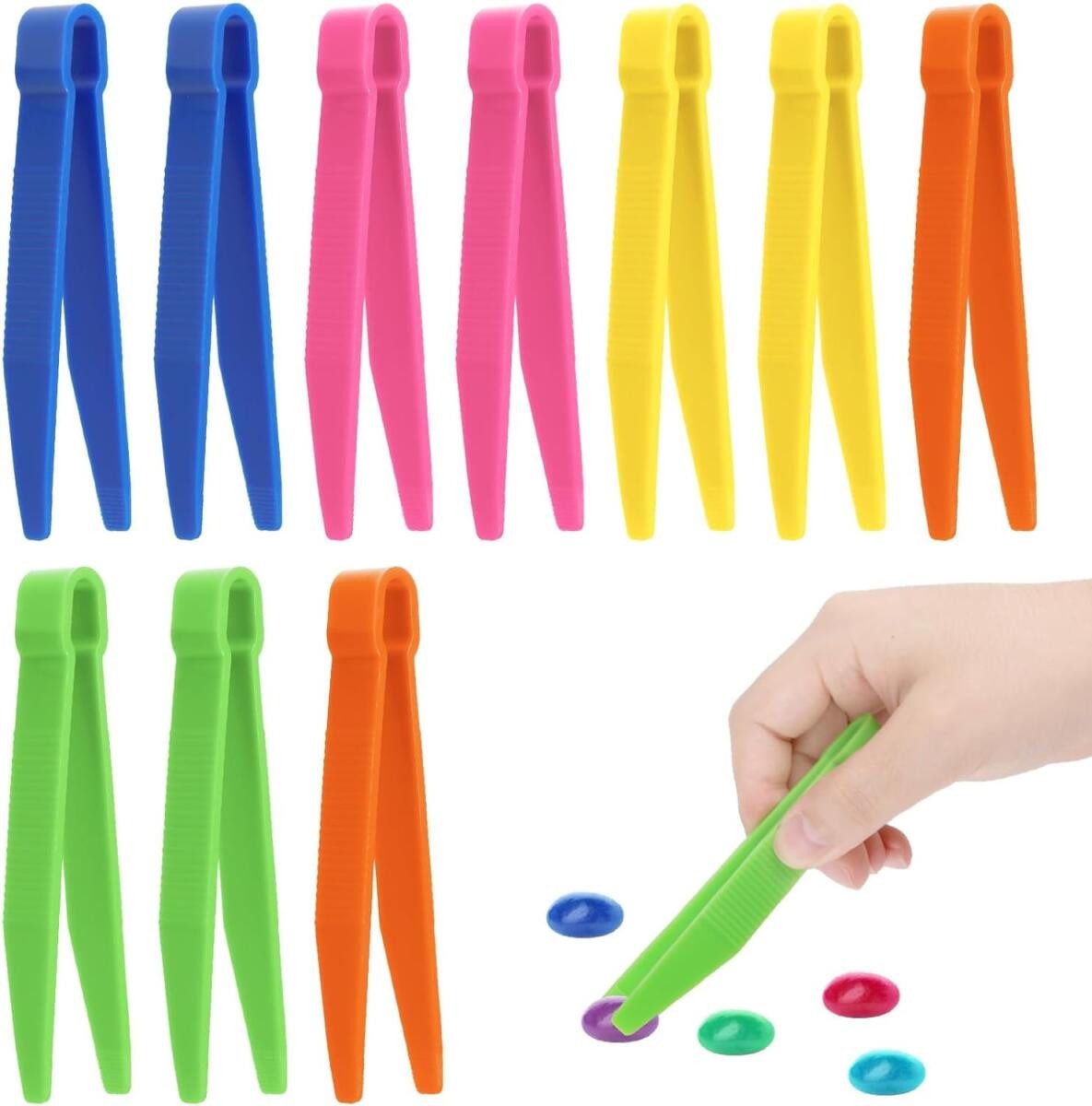 FELIXLEO Pinzette 10 Teilig Kinder Pinzetten Set Montessori Kunststoff Feinmotorik, 10-tlg.