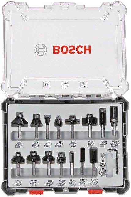 Bosch Professional Nutfräser, Set, 15-tlg., mit 8-mm-Schaft