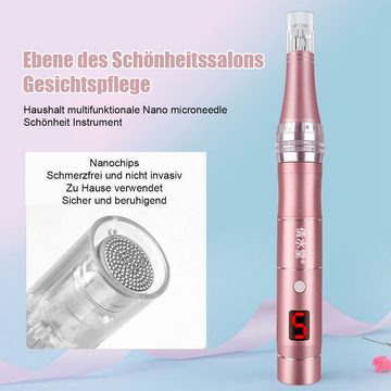 DOPWii Dermaroller 5 Stufen Derma Stift,Therapiegerät Mikronadelstift,mit 10 Nadelköpfe, 1-tlg.