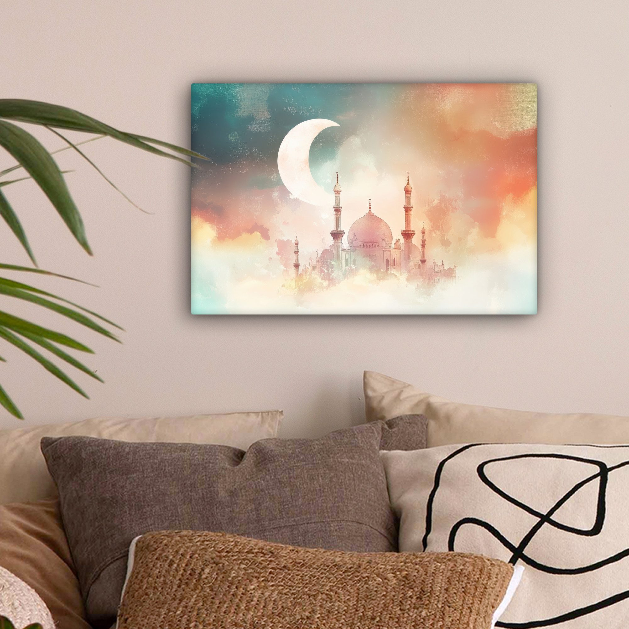 OneMillionCanvasses® Leinwandbild Moschee - Bunte Wolken - Arabisch - Ramad günstig online kaufen