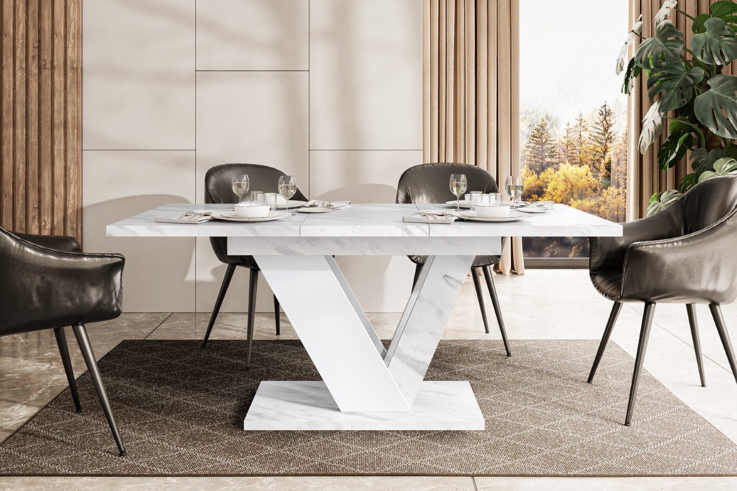 ALTDECOR Esstisch CLASI (Esstisch ausziehbar, Esszimmertische, Tisch Wohnzimmertisch), Esszimmertisch ausziehbar 120 - 160 x 80 x 75 cm – Bild 5 von 5