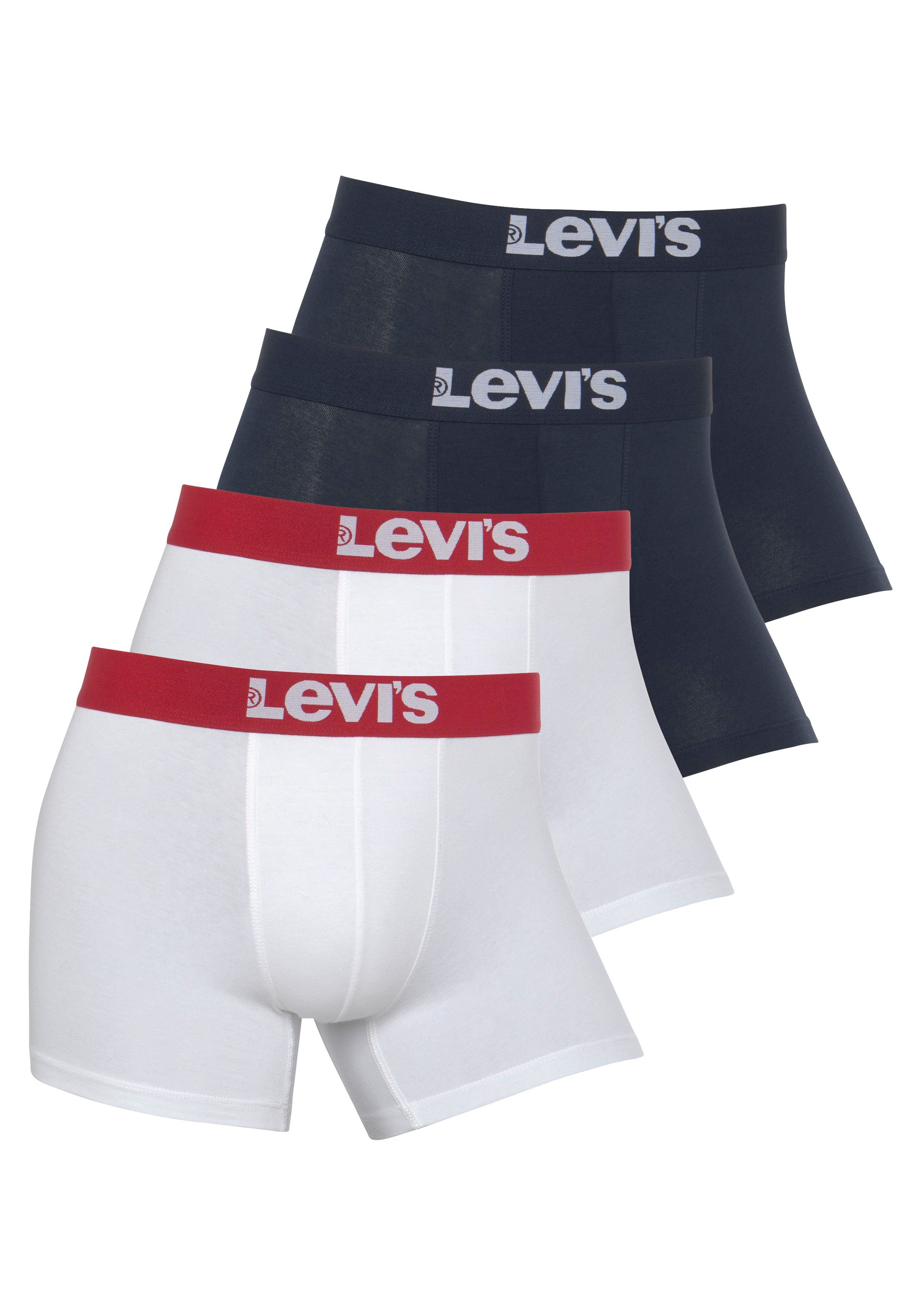 Men Superweicher Logo Boxershorts 4er Baumwollstretch Boxer Levi's® Solid (Packung, 4-St) Pack weiß/marine
