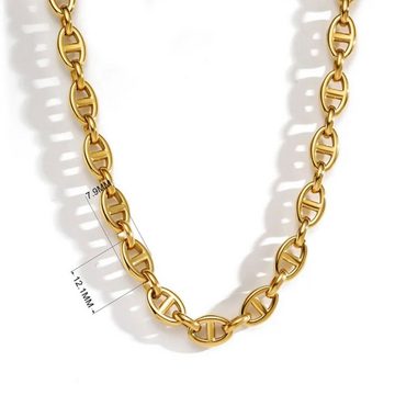 ROUGEMONT Gliederkette Stylische Glieder Damen Halskette 18 K Gold Edelstahl Halskette, 18 K Gold Halskette