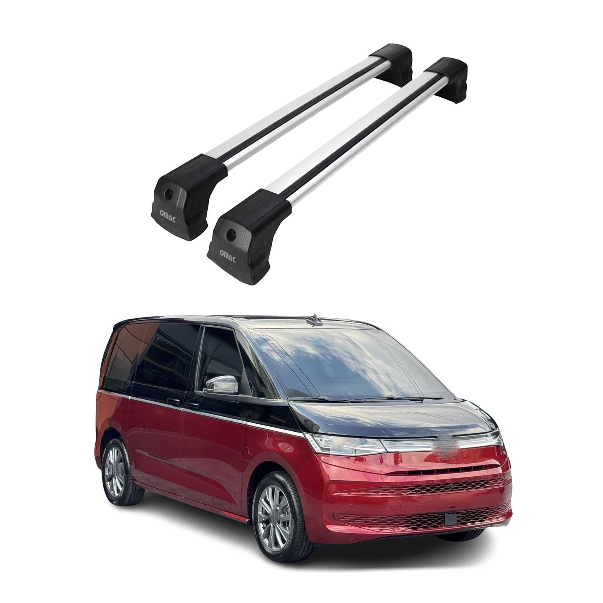OMAC Dachträger für VW T7 Multivan 2022-2025 Silber Aluminium 2 tlg (2-St), Wasserbeständig,Abnehmbar,Multifunktional,Schwerbeanspruchbar