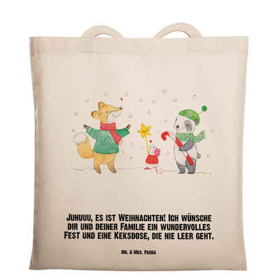 Mr. & Mrs. Panda Tragetasche Winter Weihnachtsfreude - Transparent - Geschenk, Wintermotiv, Beutel (1-tlg), Lange Tragegriffe