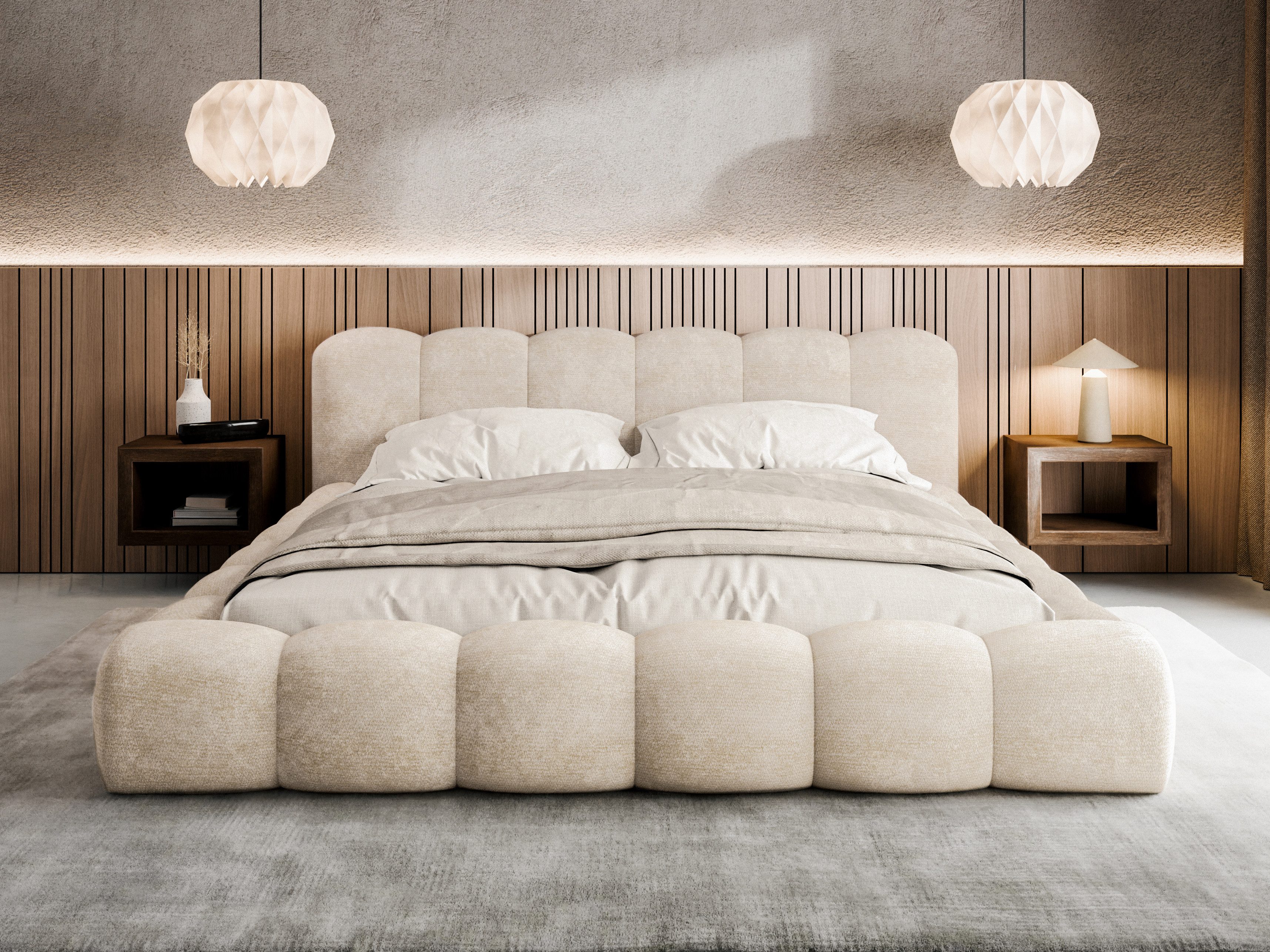 Compleo Polsterbett ERMS Bett bubble, Designerbett (Schlafzimmer Bett modern), (Chenille-Stoff), Doppelbett gepolstert, Wolkenbett