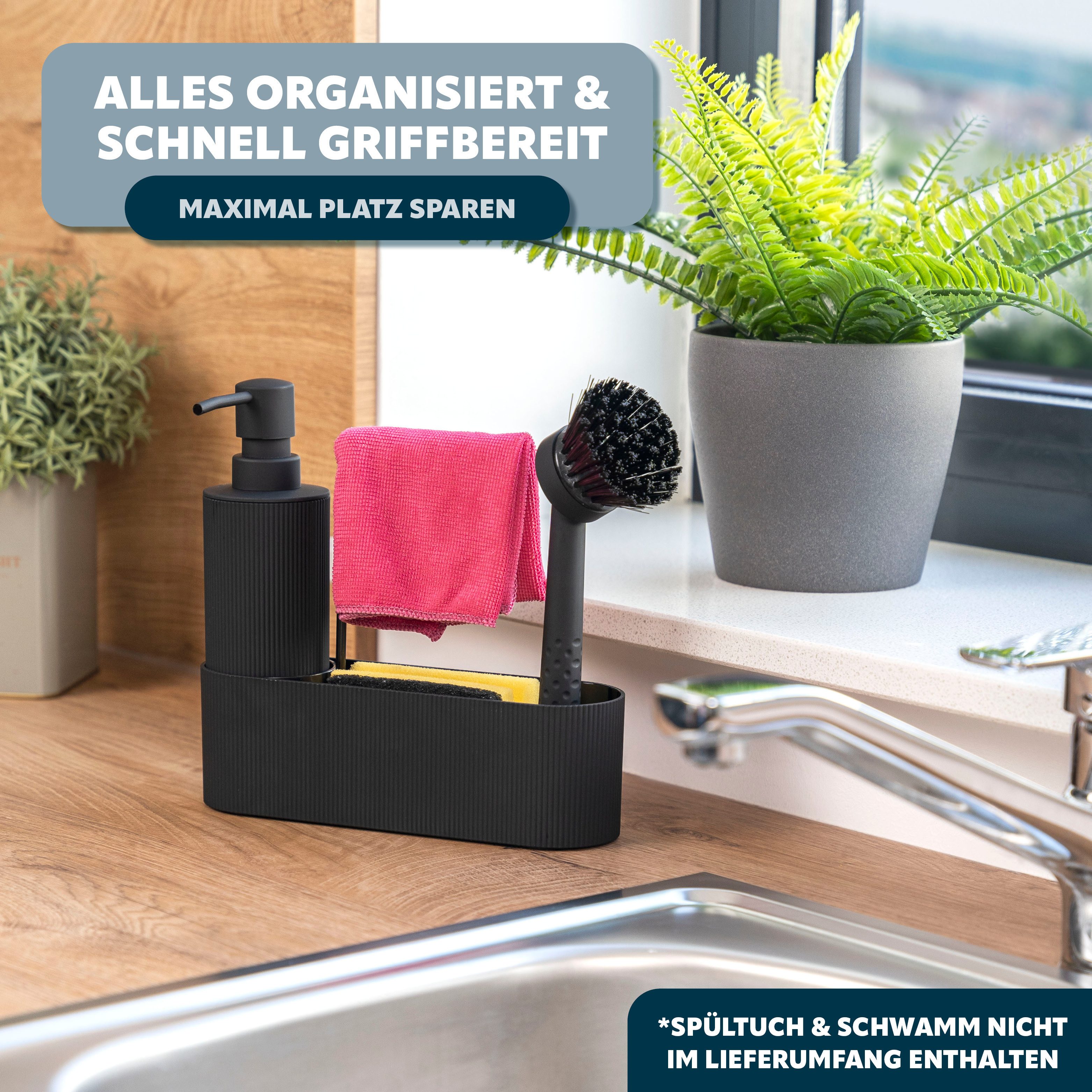 eluno Seifenspender Spülbecken Organizer ca. 22 x 21 x 6,5 cm (B/H/T), (1-tlg)