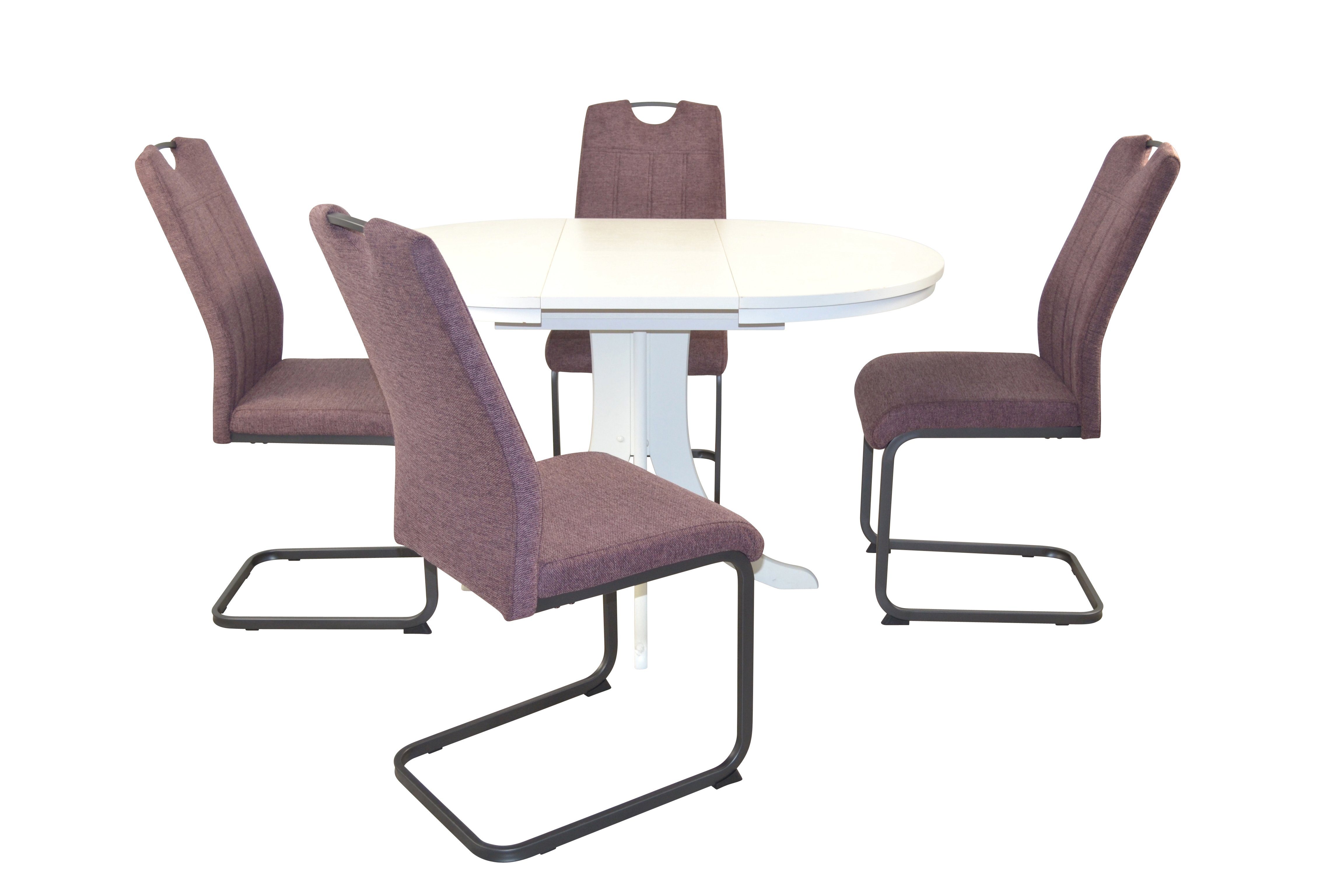 bestehend Tischgruppe Esstisch und Essgruppe Tischgruppe) einem 5teilige (Spar-Set, 4 5teilige aus bordeaux moebel-direkt-online Stühlen,