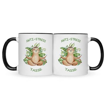 GRAVURZEILE Tasse mit Spruch Anti-Stress Tasse, Keramik, Farbe: Schwarz & Weiß