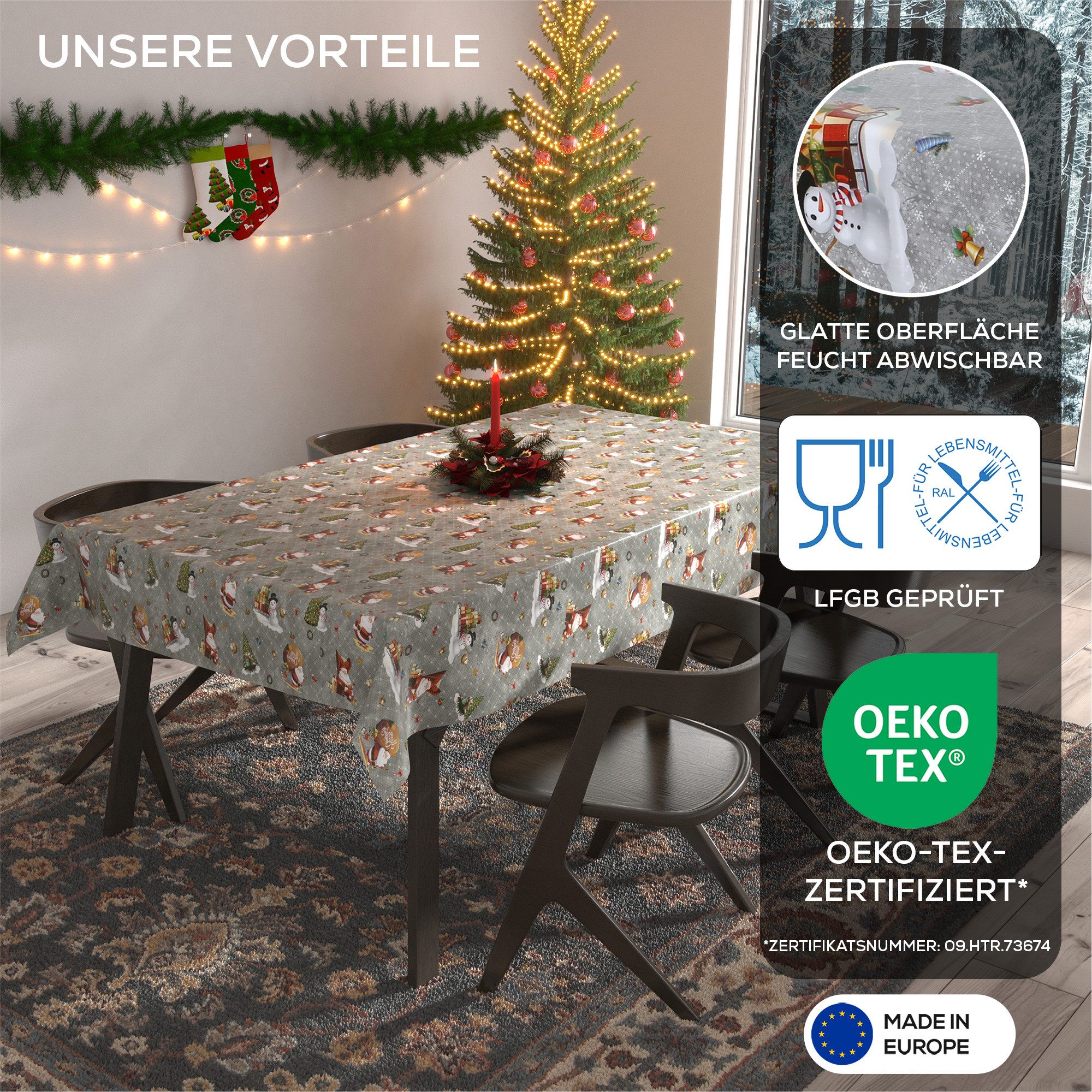 Beautex Tischdecke Wachstuchtischdecke abwischbar Tischdecke RUND günstig online kaufen