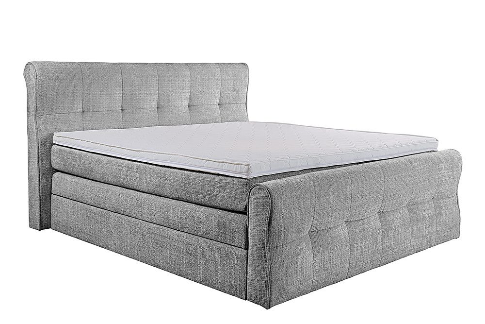 riess-ambiente Boxspringbett SIGNUM 180x200cm grau Chenille - inkl. Topper, günstig online kaufen